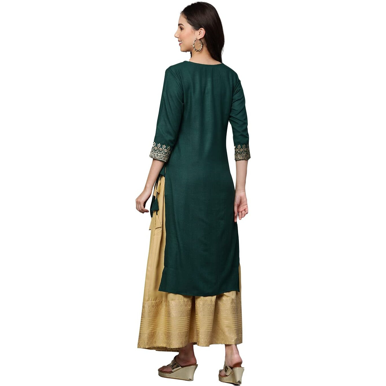 ANNI DESIGNER Women's Rayon Kurta with Skirt (Madam-JEE-Green XX-Large)