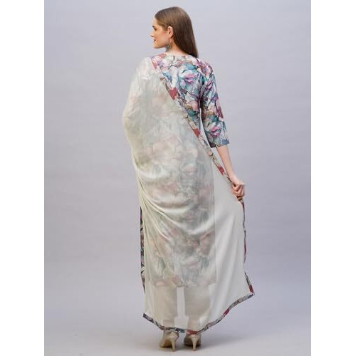 ANNI DESIGNER Women's Rayon Blend Printed Straight Kurta with Pant & Dupatta (Habibi Grey-NB_M_Grey_Medium)