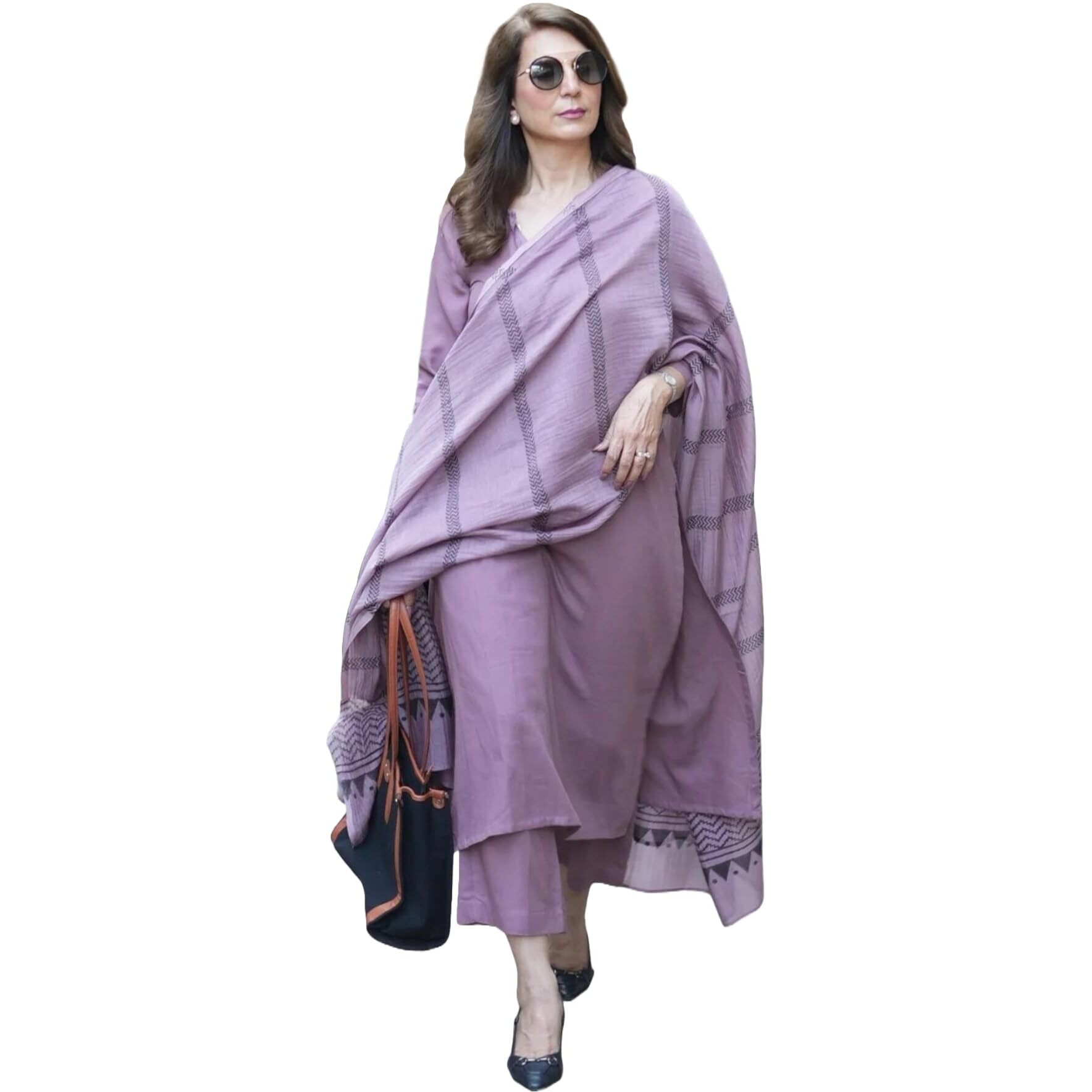 ANNI DESIGNER Women's Rayon Blend Straight Solid Kurta with Pant & Dupatta (Raja Saab Purple-VKS03_3XL_Purple_XXX-Large)