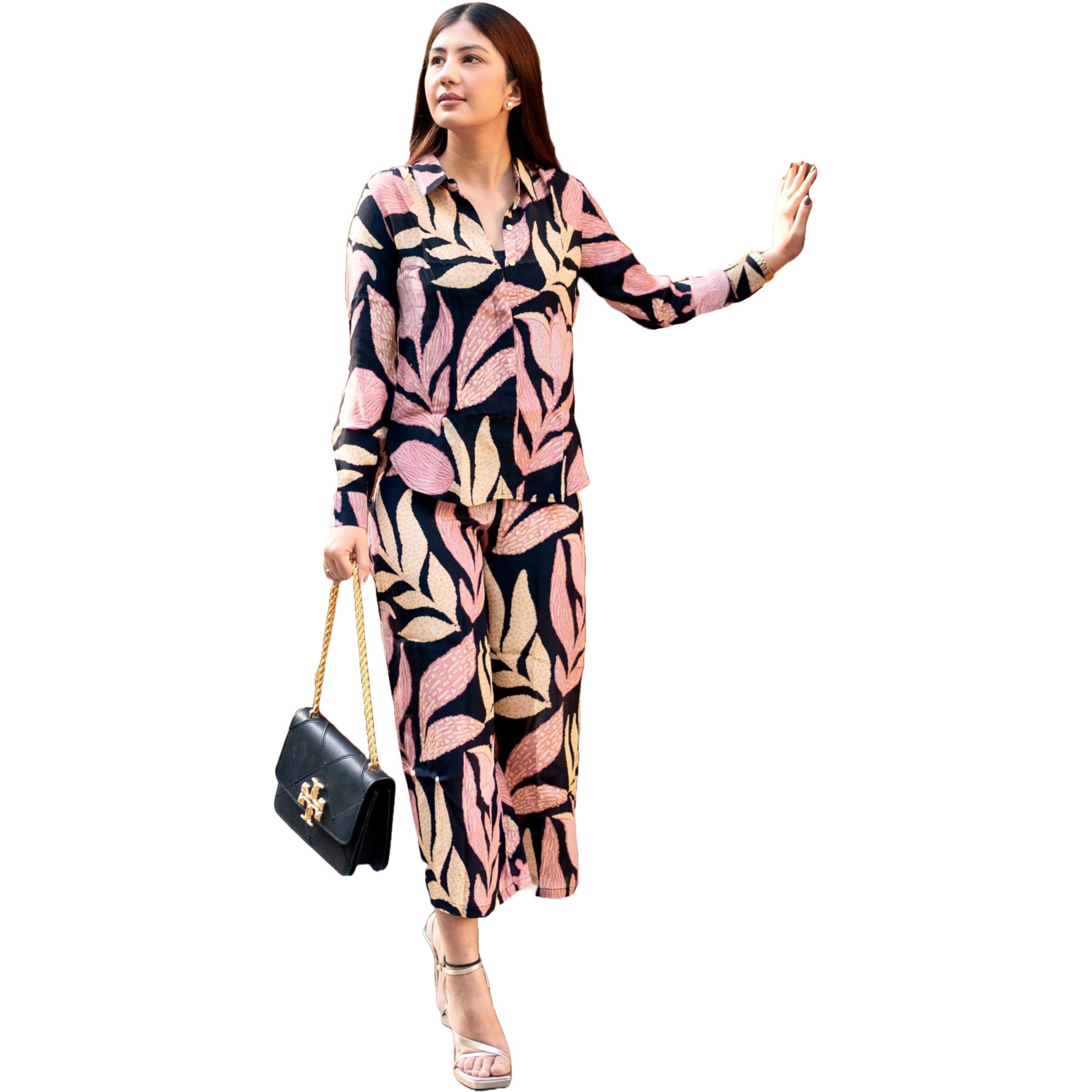 ANNI DESIGNER Women's Cotton Blend Printed Ethnic Co-ord Set (Badima Black-NW_S_Black_Small)