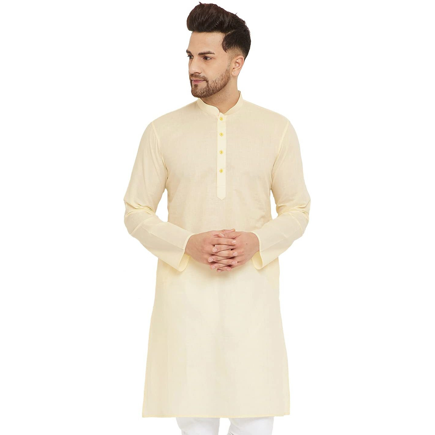 VASTRAMAY VM Mens Cotton Cream Kurta - Timeless Elegance for Festivals & Events_VASMK099CR_36