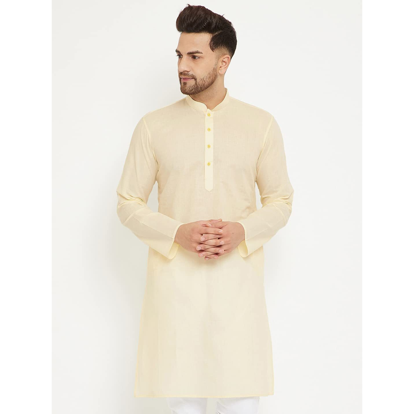 VASTRAMAY VM Mens Cotton Cream Kurta - Timeless Elegance for Festivals & Events_VASMK099CR_36