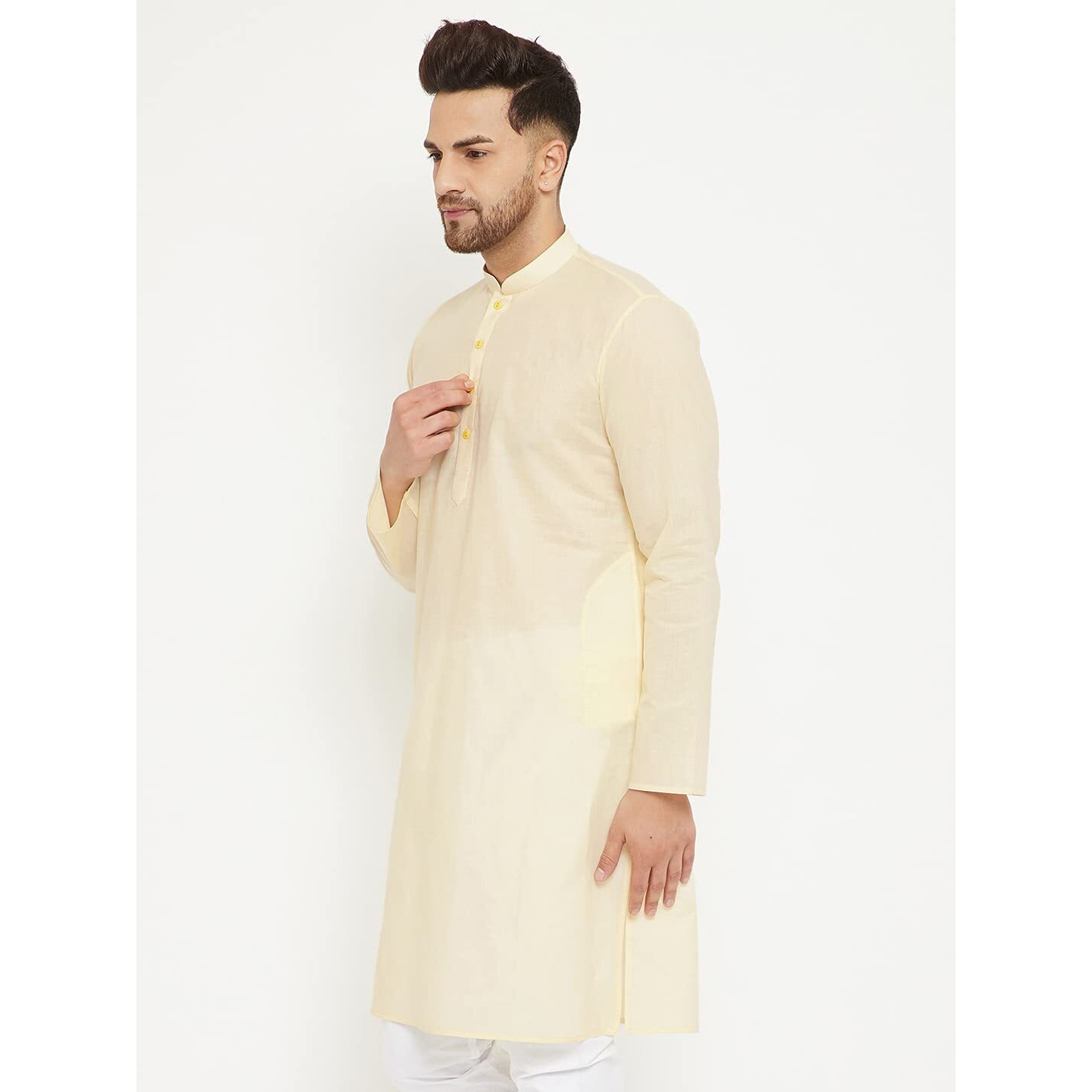VASTRAMAY VM Mens Cotton Cream Kurta - Timeless Elegance for Festivals & Events_VASMK099CR_36