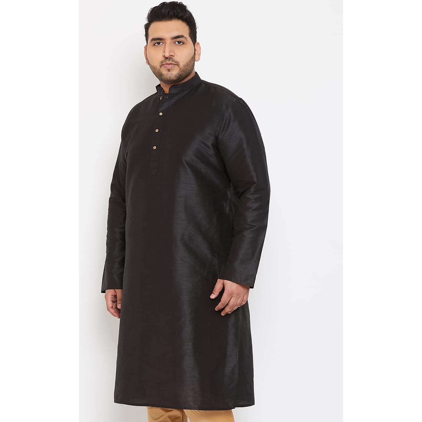 VASTRAMAY Plus Men's Black Silk Blend Kurta (VPLUSMK001BL_54)