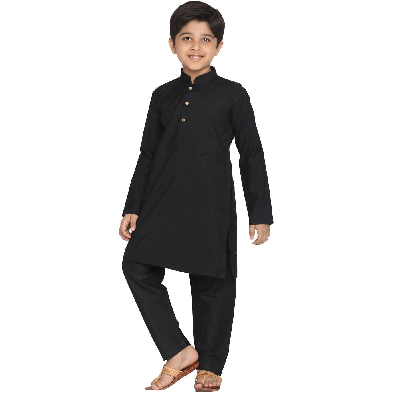VASTRAMAY Boys' Black Kurta Pyjama Set_VASBK091BLnVPBL_32