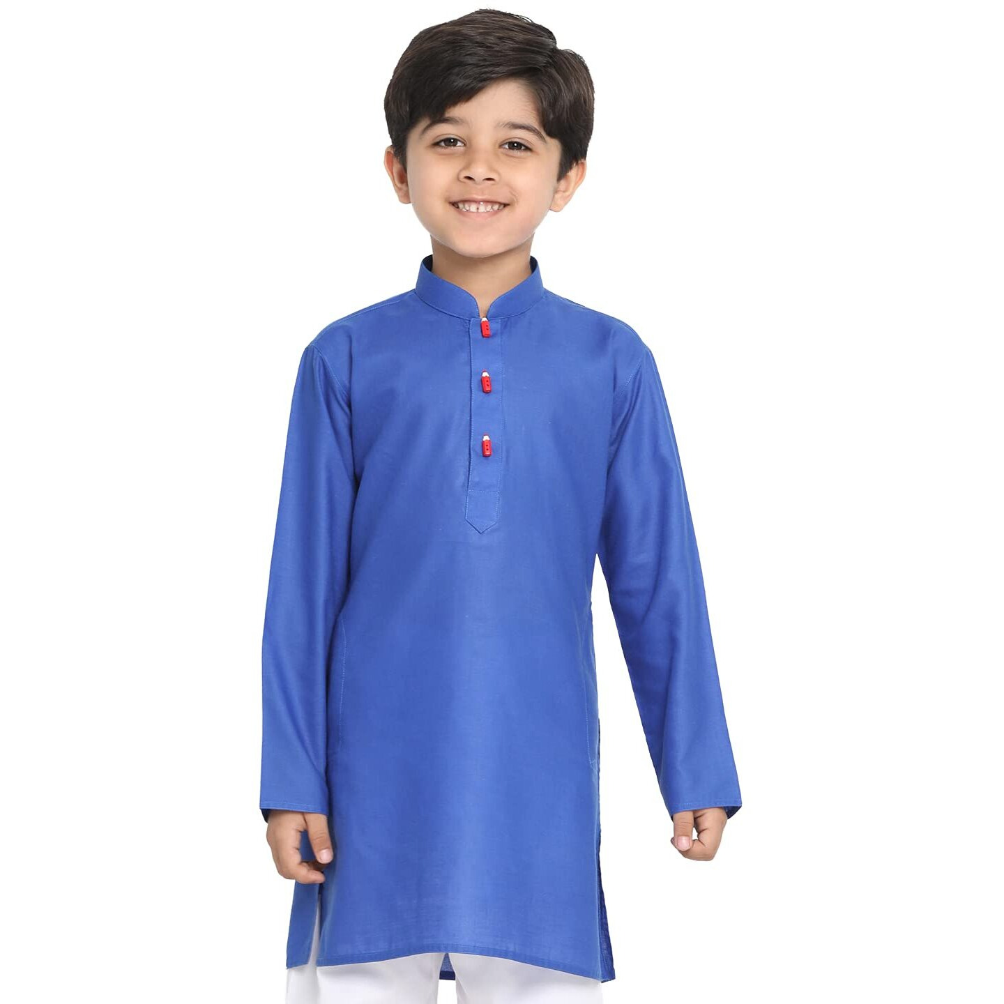 VASTRAMAY Boys' Solid Cotton Blue Kurta
