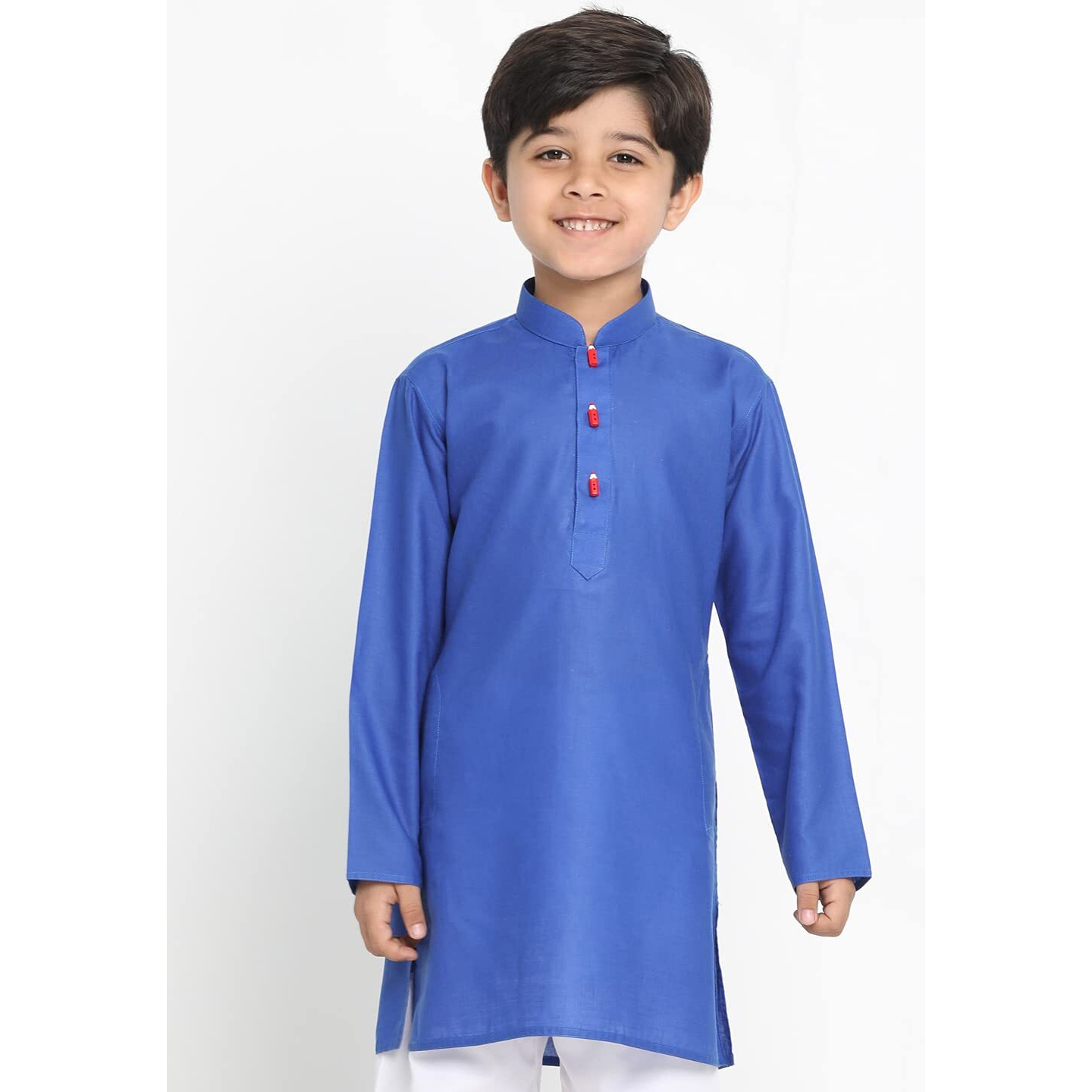 VASTRAMAY Boys' Solid Cotton Blue Kurta