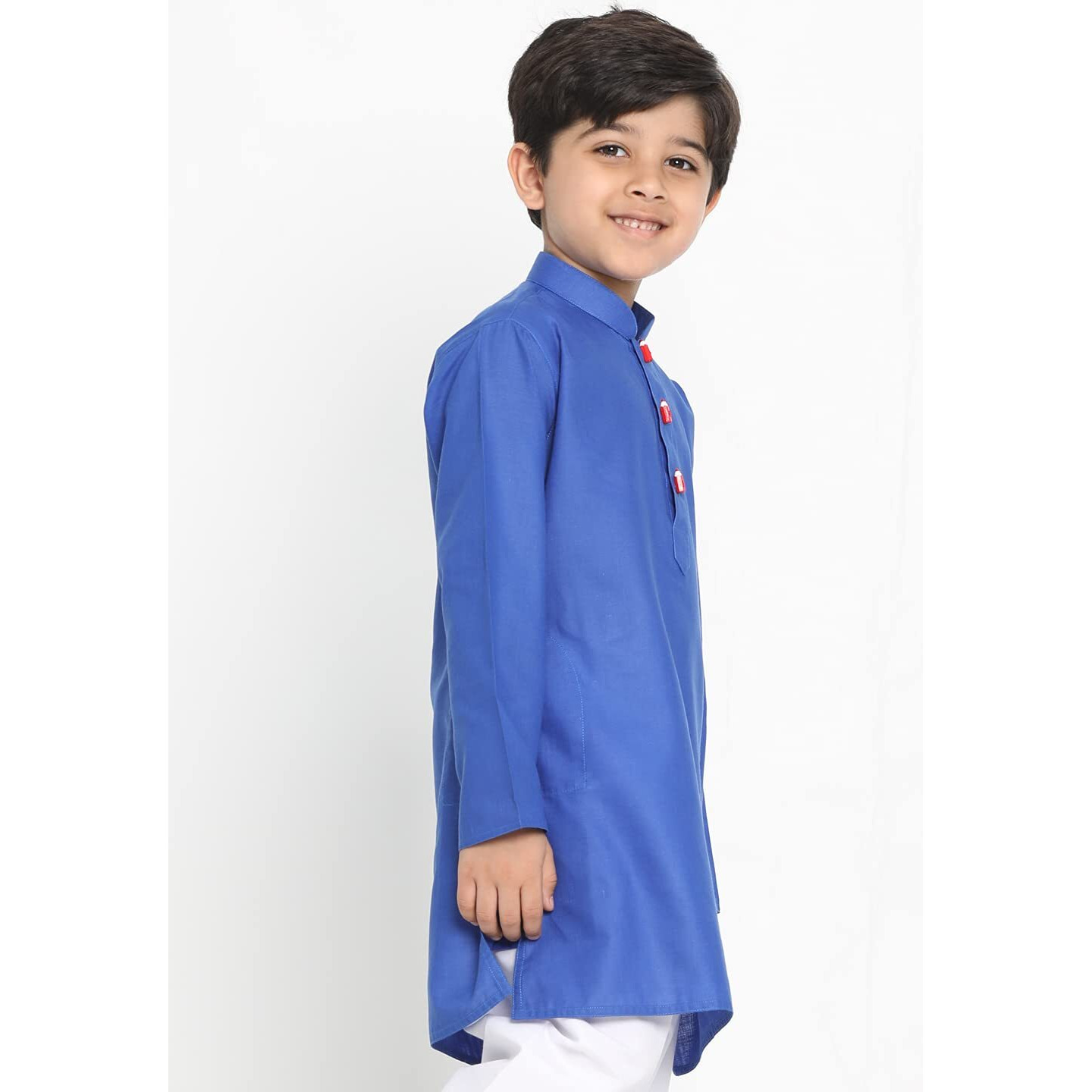 VASTRAMAY Boys' Solid Cotton Blue Kurta