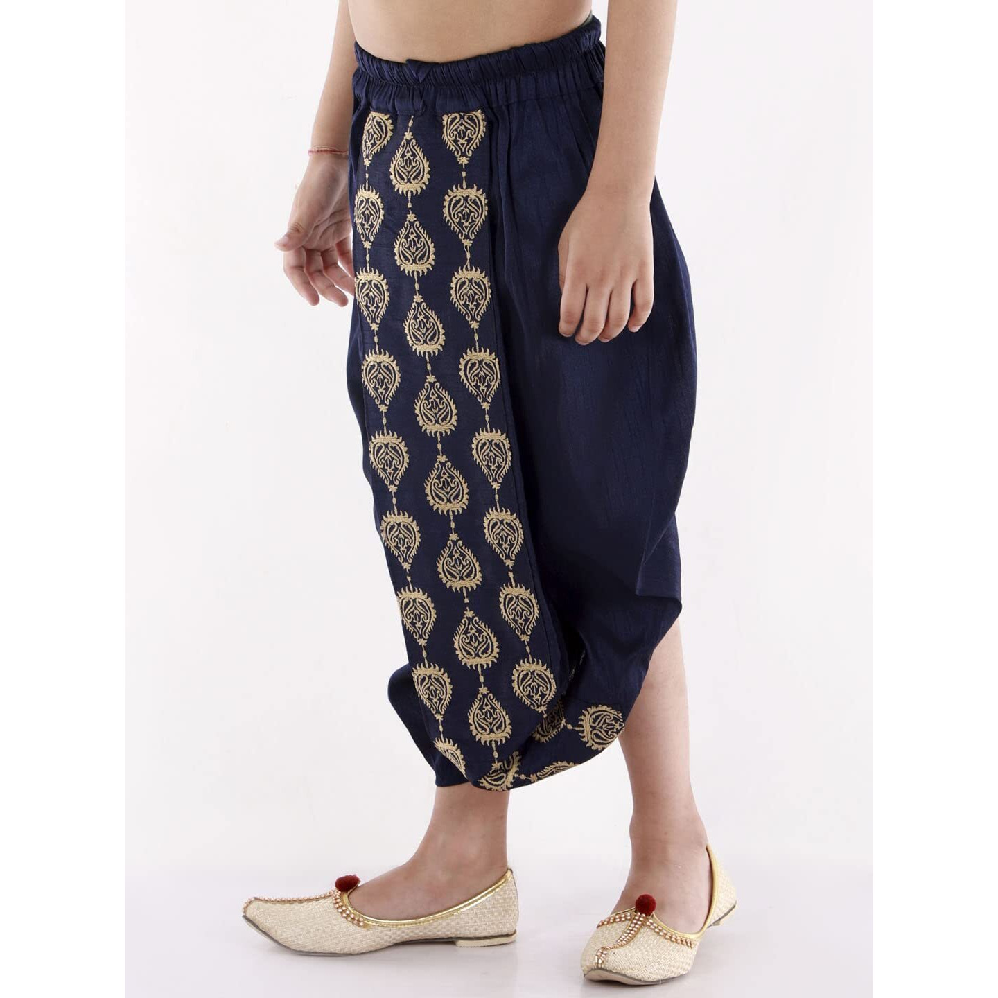 VASTRAMAY Boys' Navy Blue Traditional Embroidered Dhoti_VASBDT005NB_32