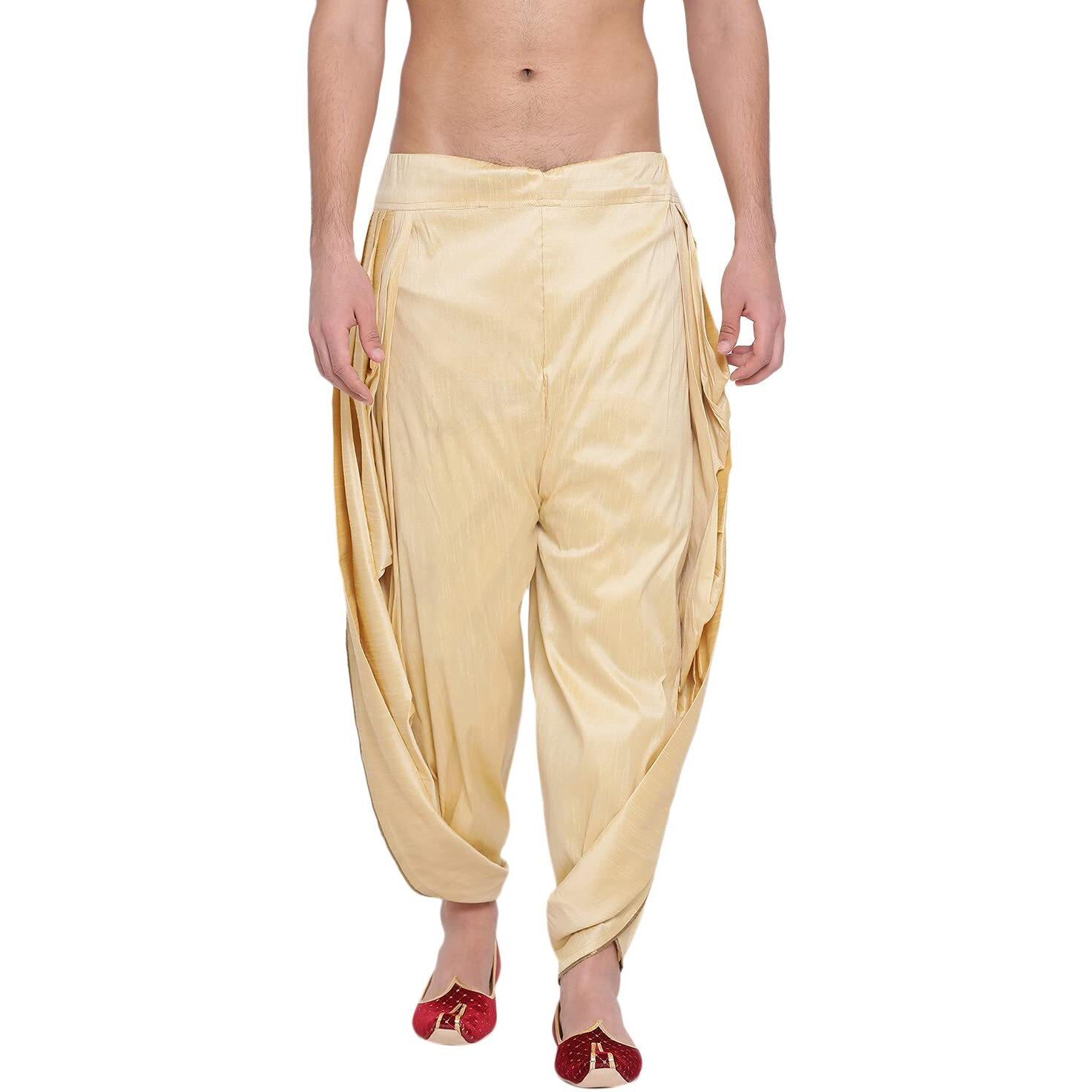 VASTRAMAY Men's Dhoti (VASMSD001GO_Free Size_Gold)