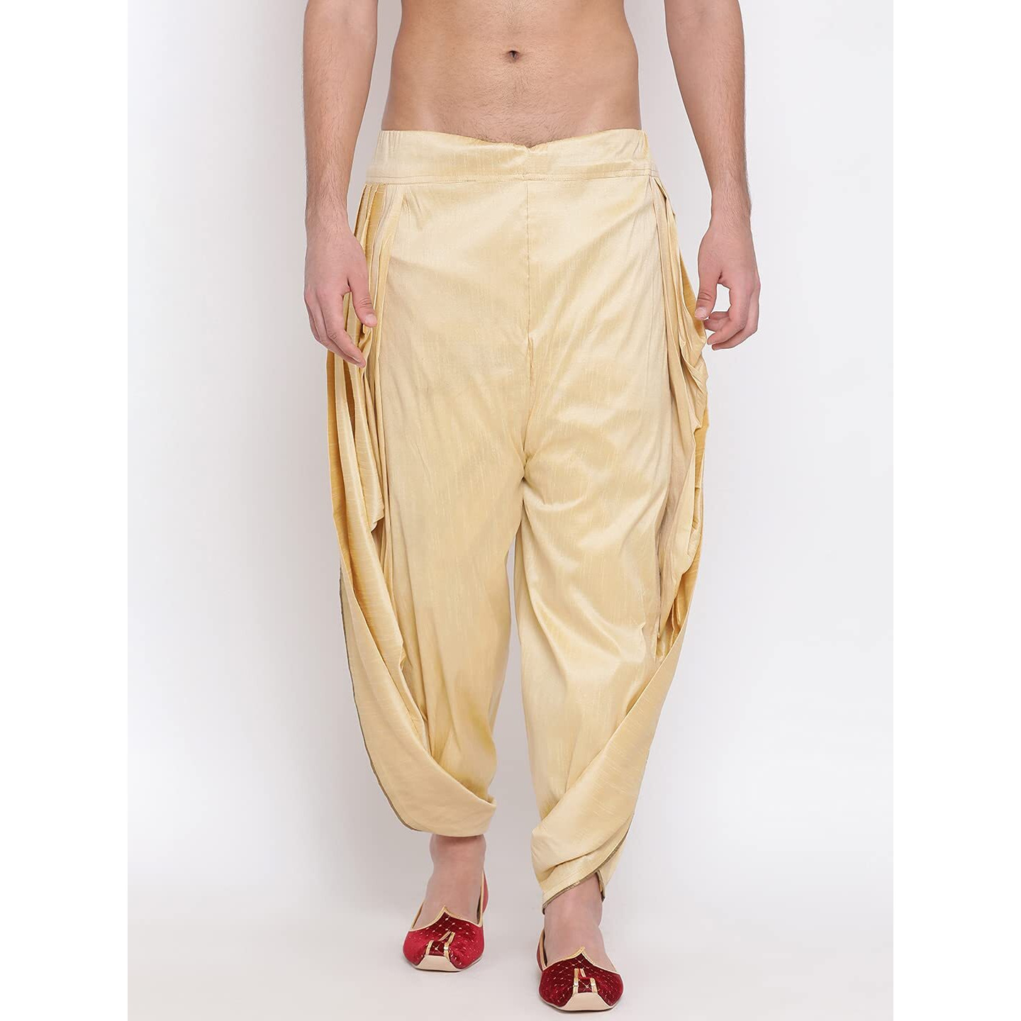 VASTRAMAY Men's Dhoti (VASMSD001GO_Free Size_Gold)