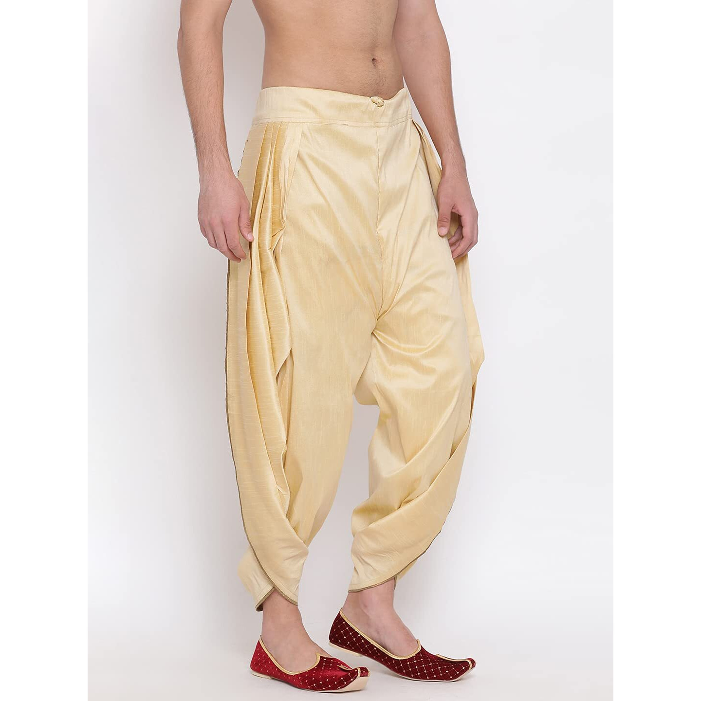 VASTRAMAY Men's Dhoti (VASMSD001GO_Free Size_Gold)