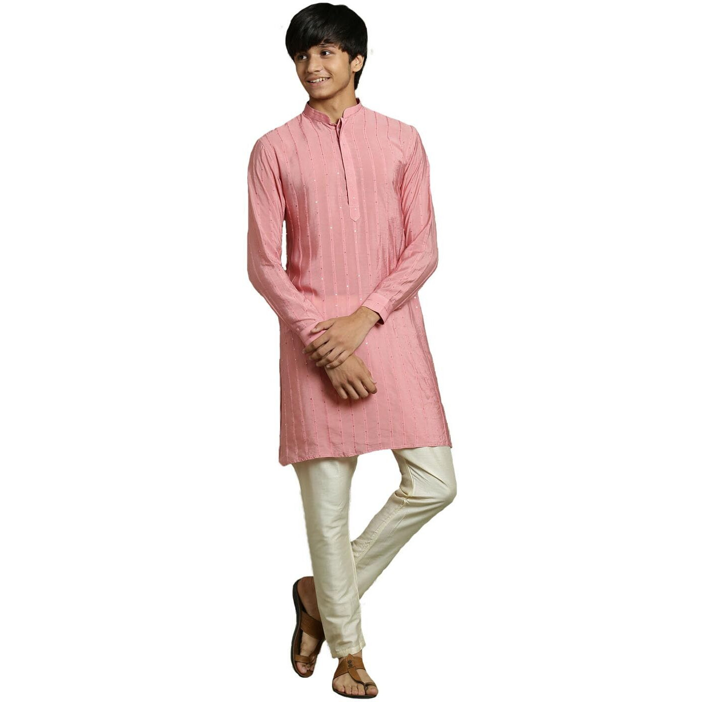 VASTRAMAY YUVA Boys' Purple And Cream Kurta Pyjama Set_VYUVBK165PUnBVPCR_36L