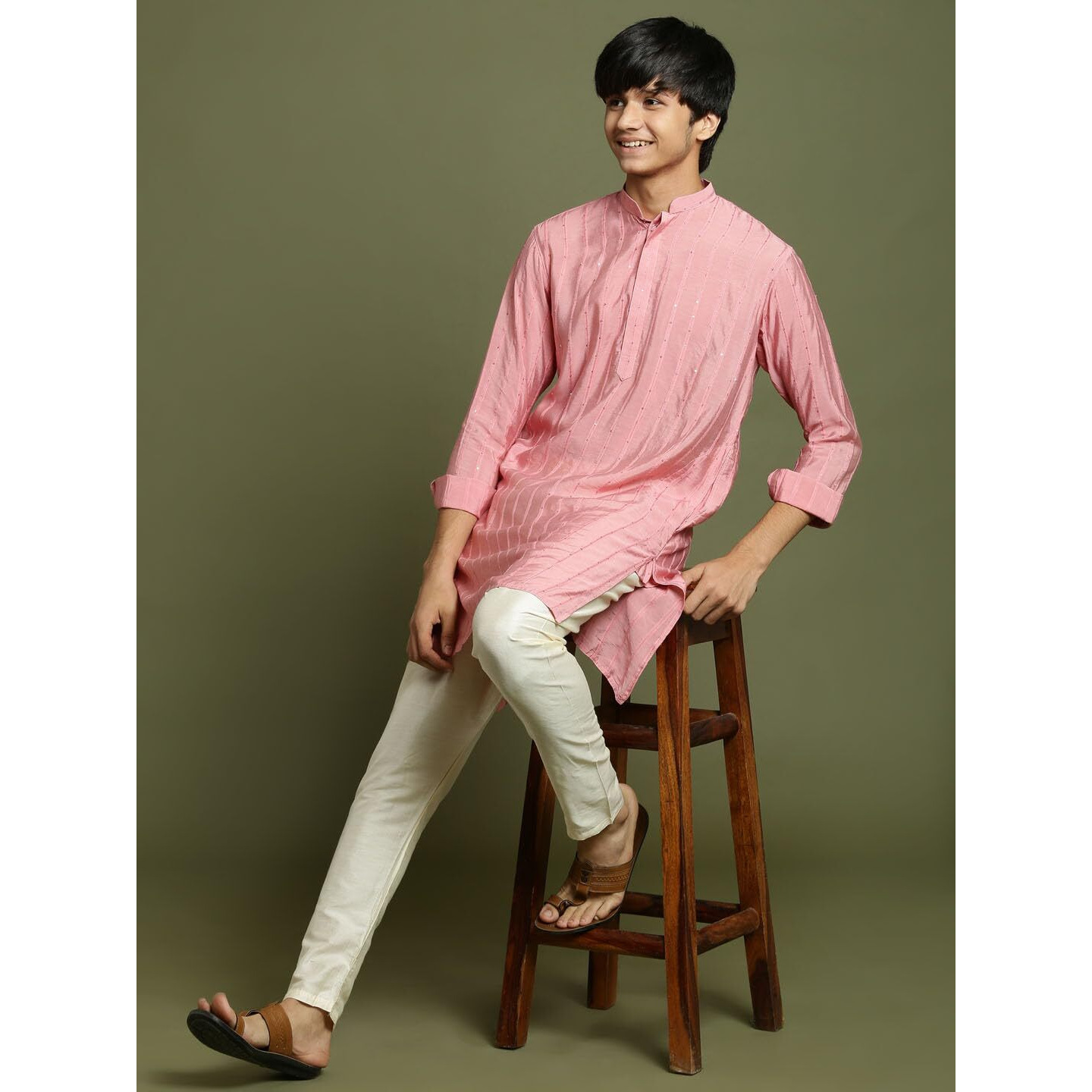 VASTRAMAY YUVA Boys' Purple And Cream Kurta Pyjama Set_VYUVBK165PUnBVPCR_36L
