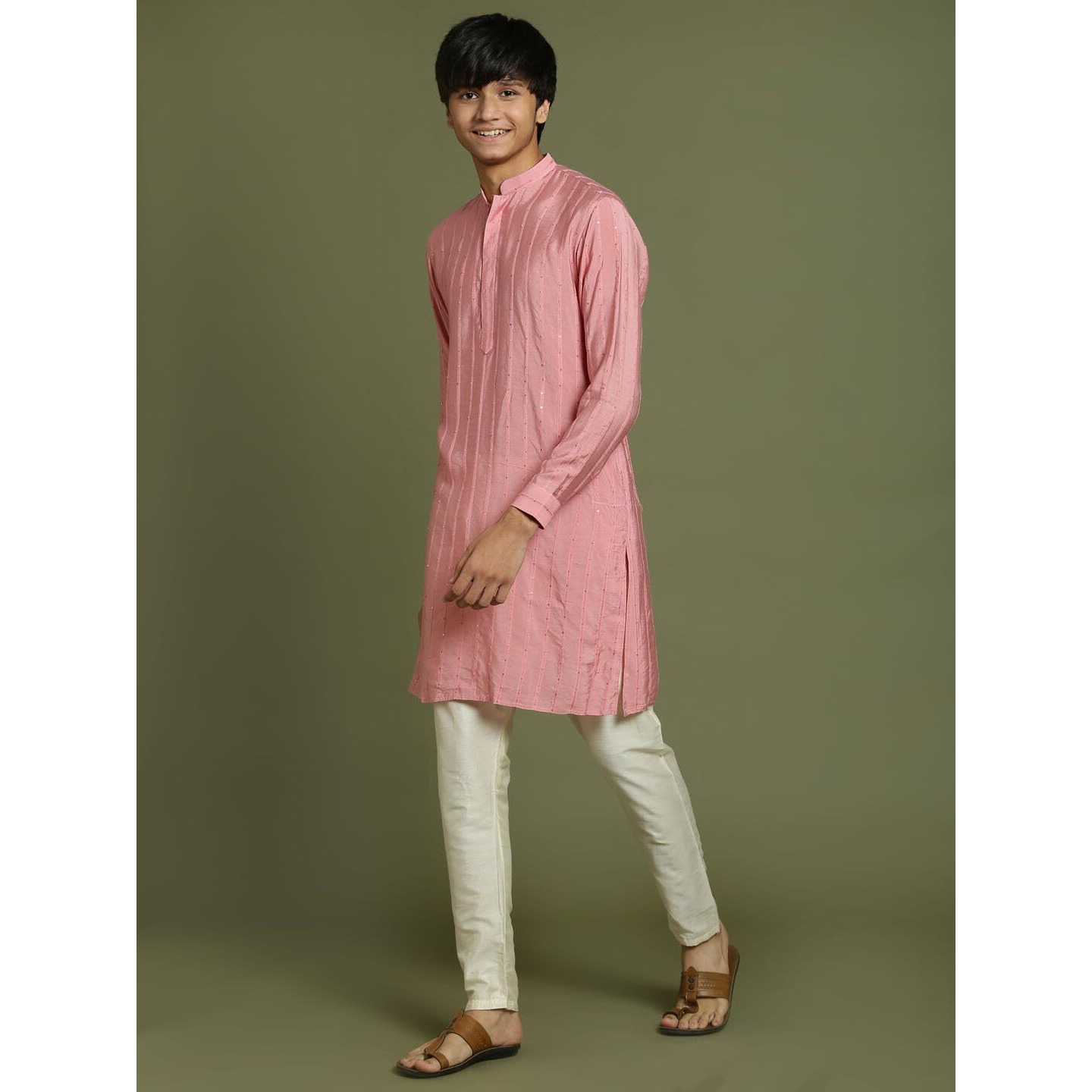 VASTRAMAY YUVA Boys' Purple And Cream Kurta Pyjama Set_VYUVBK165PUnBVPCR_36L