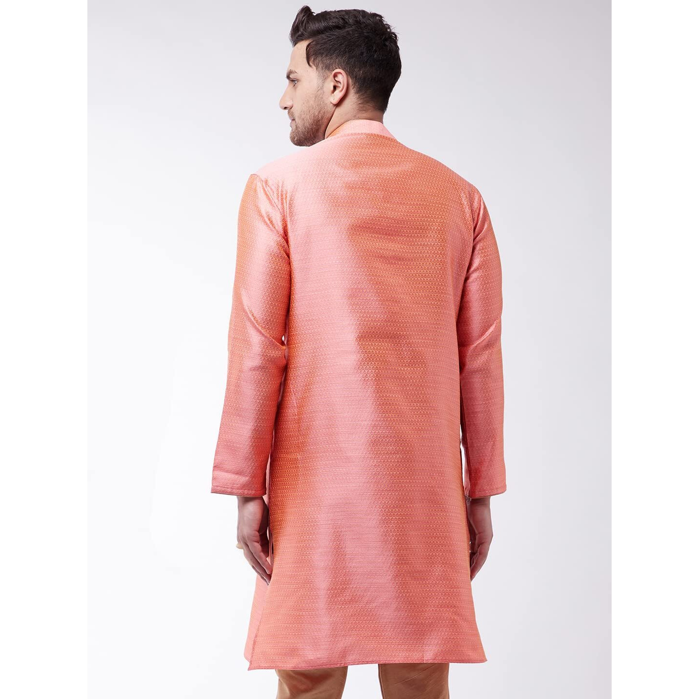 VASTRAMAY Men's Pink Cotton Silk Blend Kurta_VASMK047PN_44