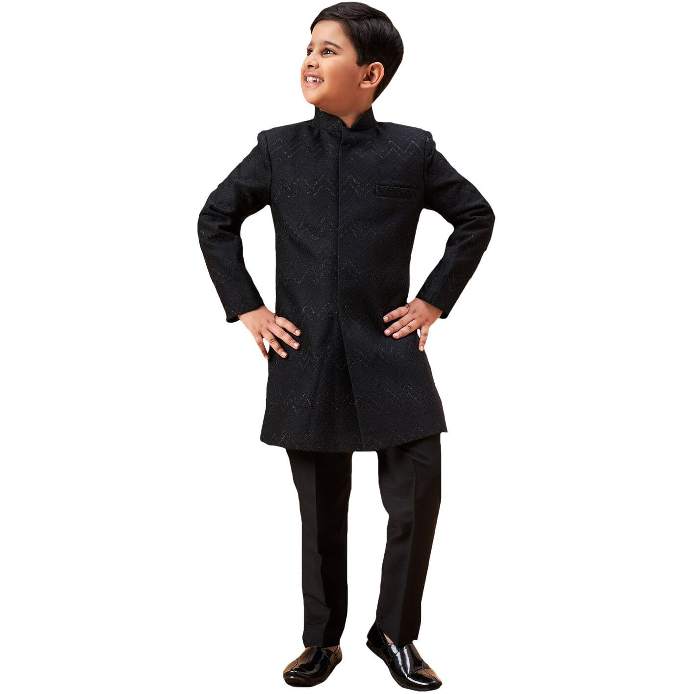 VASTRAMAY Boys' Black Sherwani Set_VASBIW036BLnPANT002BL_32