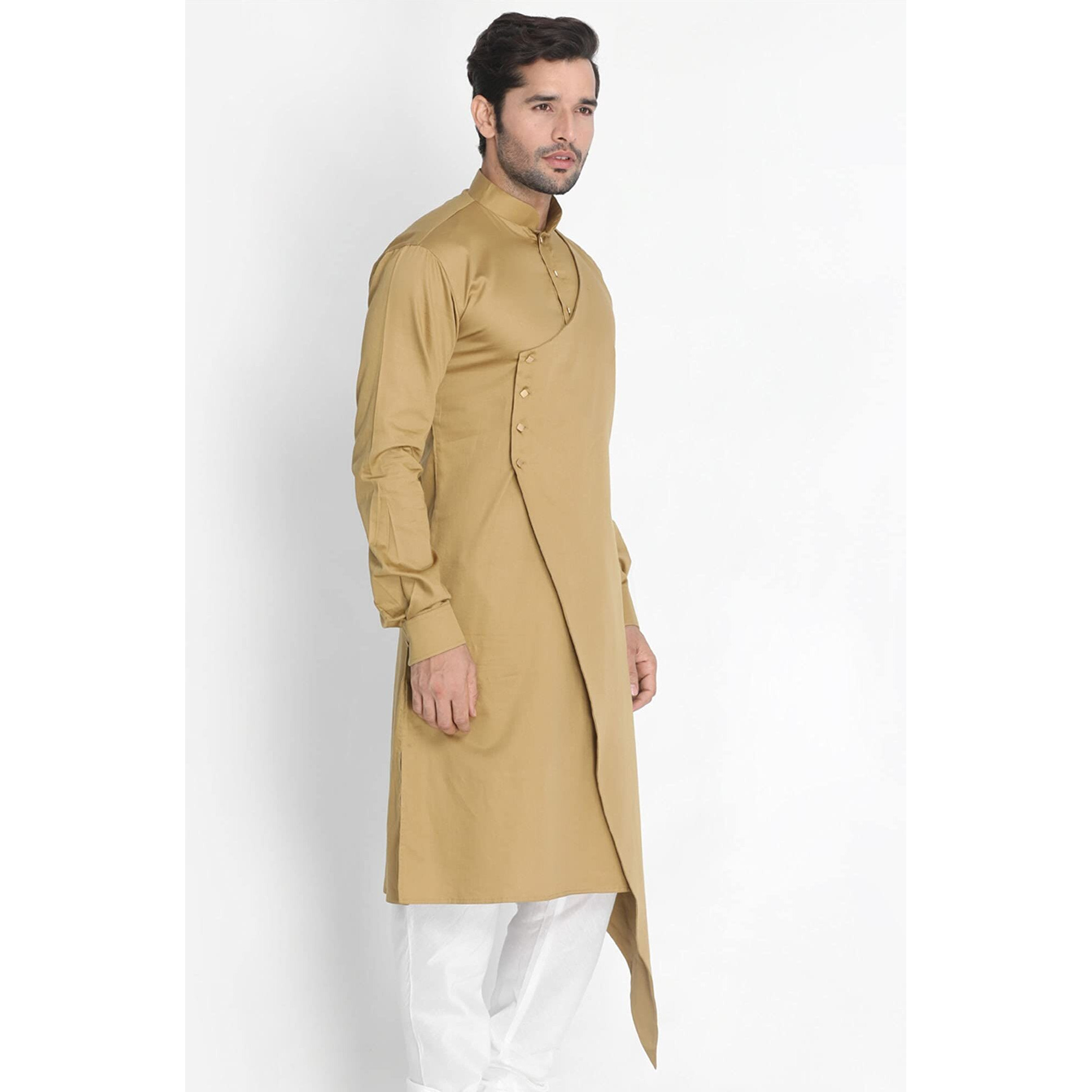 VASTRAMAY Men's Chiku Cotton Blend Kurta_VASMK062CH_40
