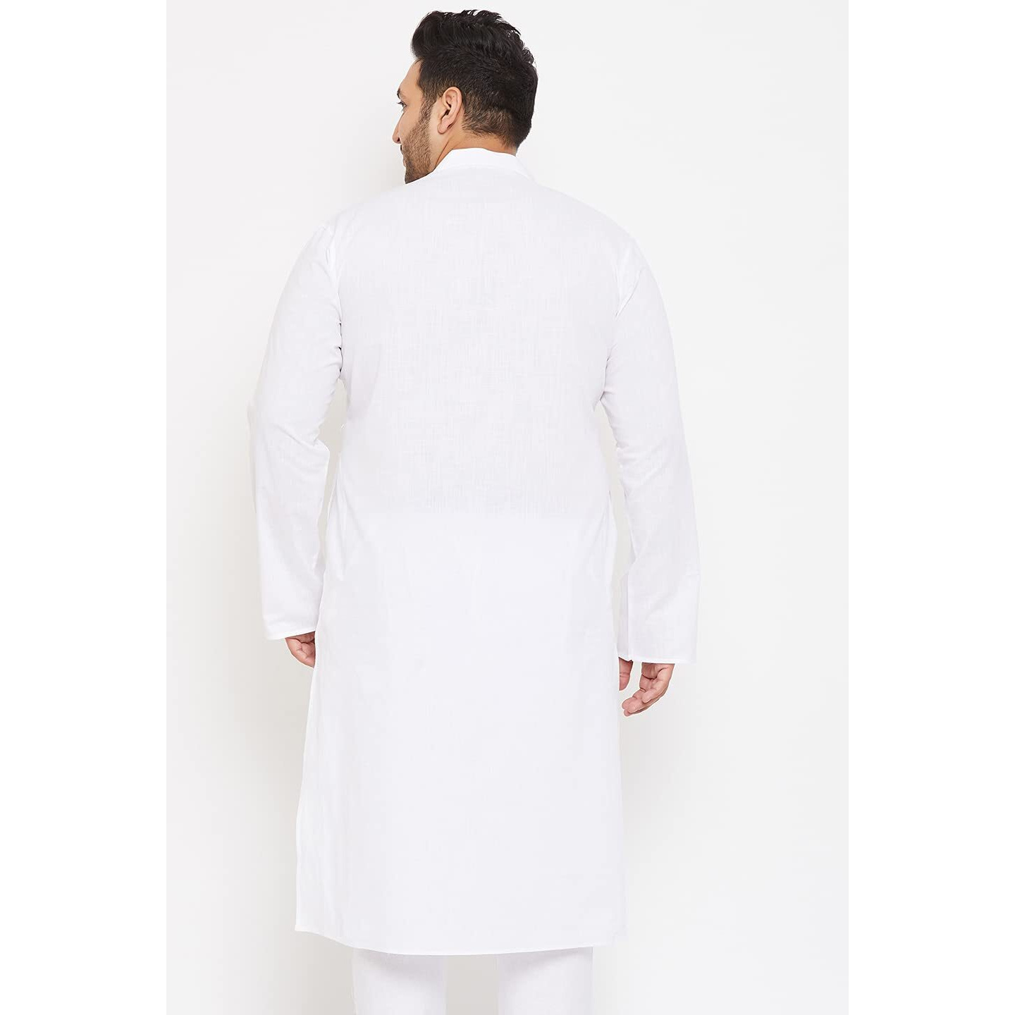 VASTRAMAY Plus Mens Cotton Blend White Kurta - Timeless Elegance for Festivals & Events_VPLUSMK007WH_44