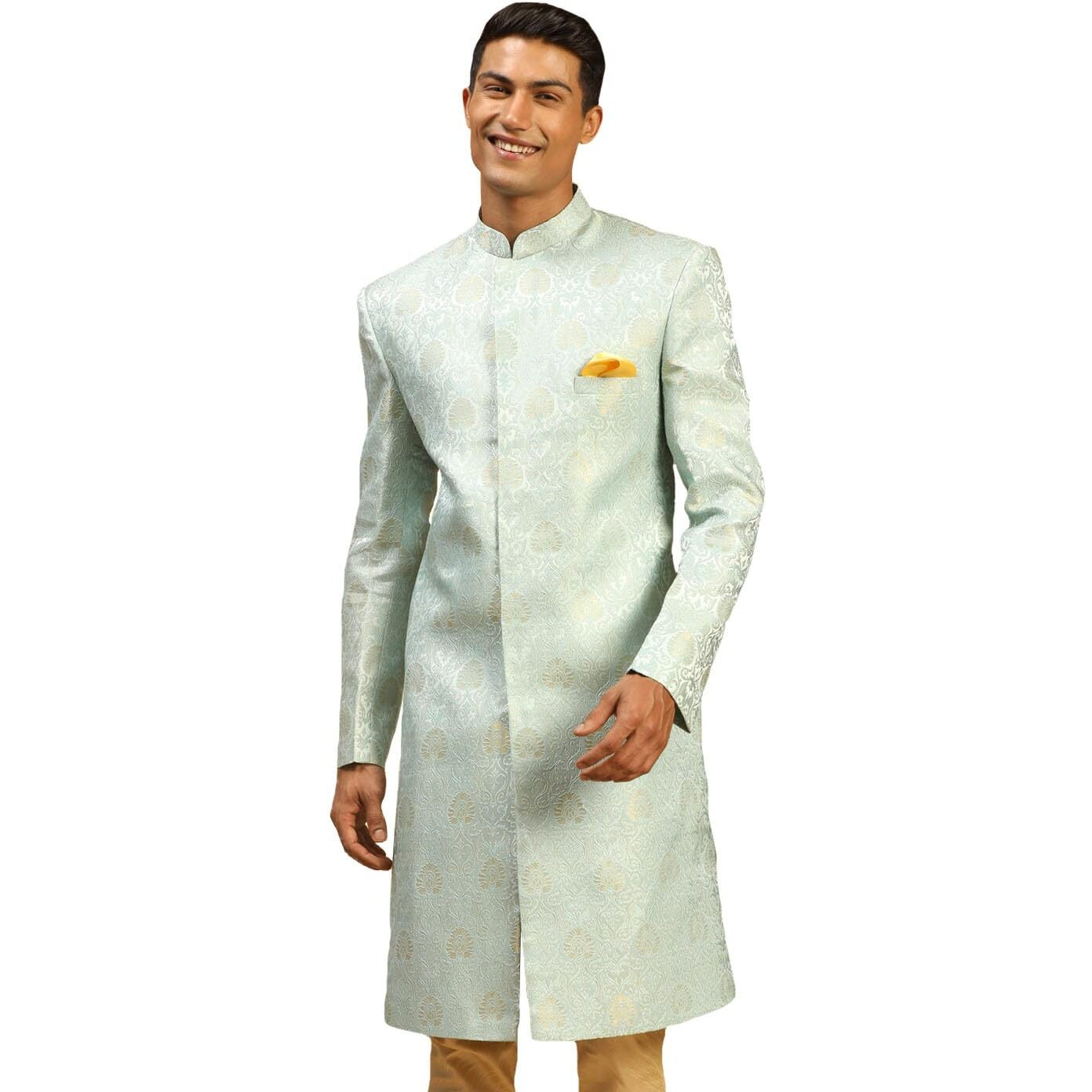 VASTRAMAY Men's Brocade Sherwani Only Top_VASMSW176AQ_38
