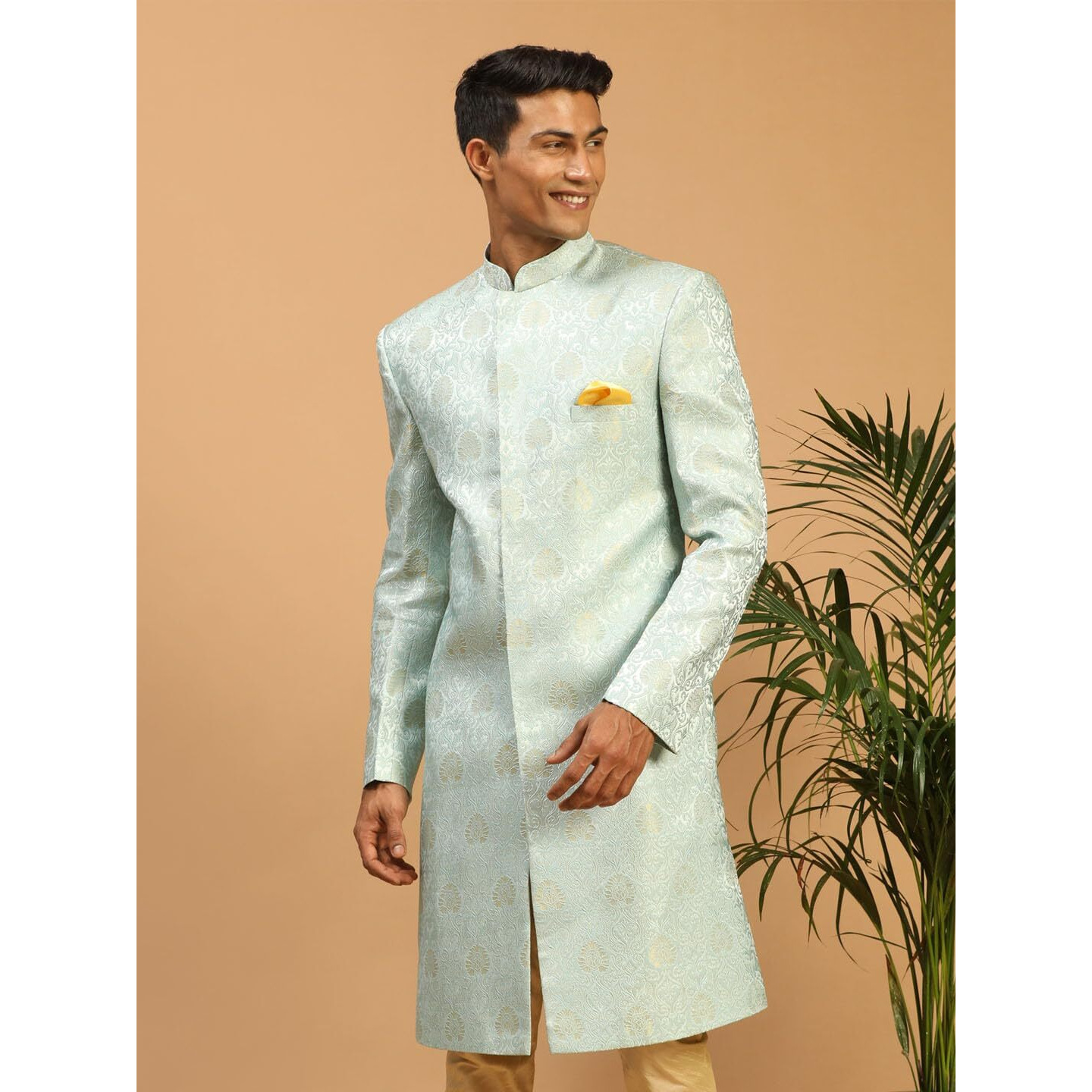 VASTRAMAY Men's Brocade Sherwani Only Top_VASMSW176AQ_38