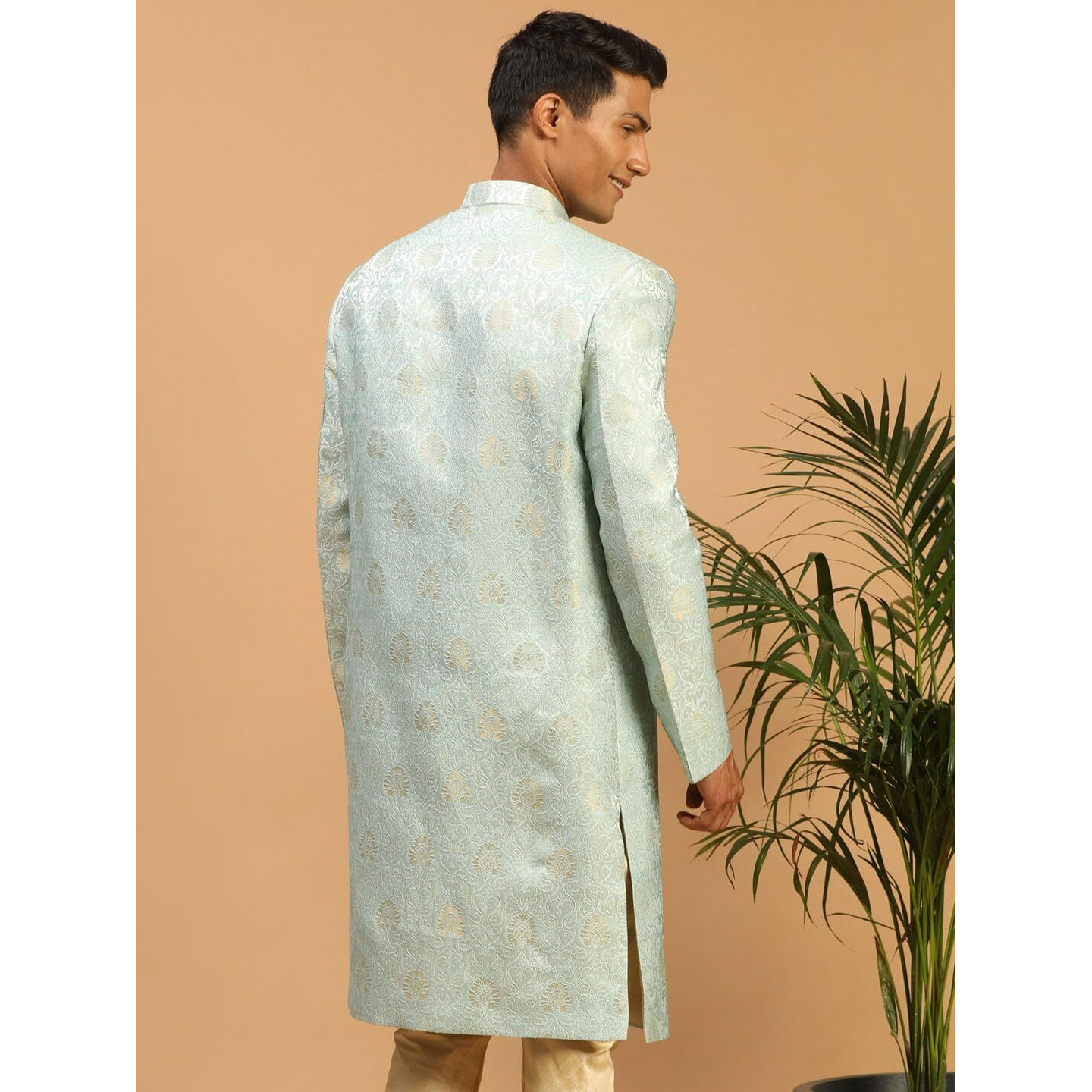 VASTRAMAY Men's Brocade Sherwani Only Top_VASMSW176AQ_38
