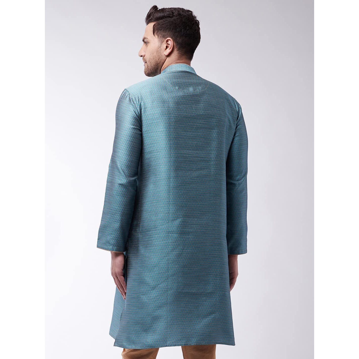 VASTRAMAY Men's Aqua Cotton Silk Blend Kurta_VASMK047AQ_40