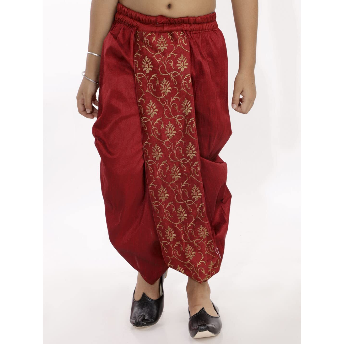VASTRAMAY Boys' Maroon Traditional Embroidered Dhoti_VASBDT006MA_22