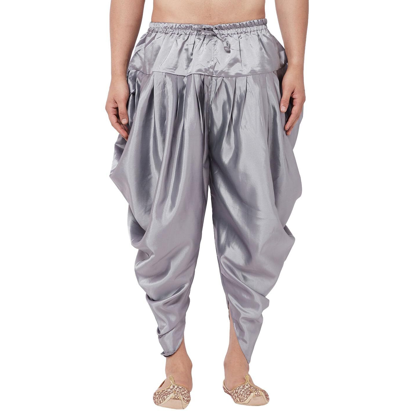 VASTRAMAY Men's Silver Cowl Dhoti