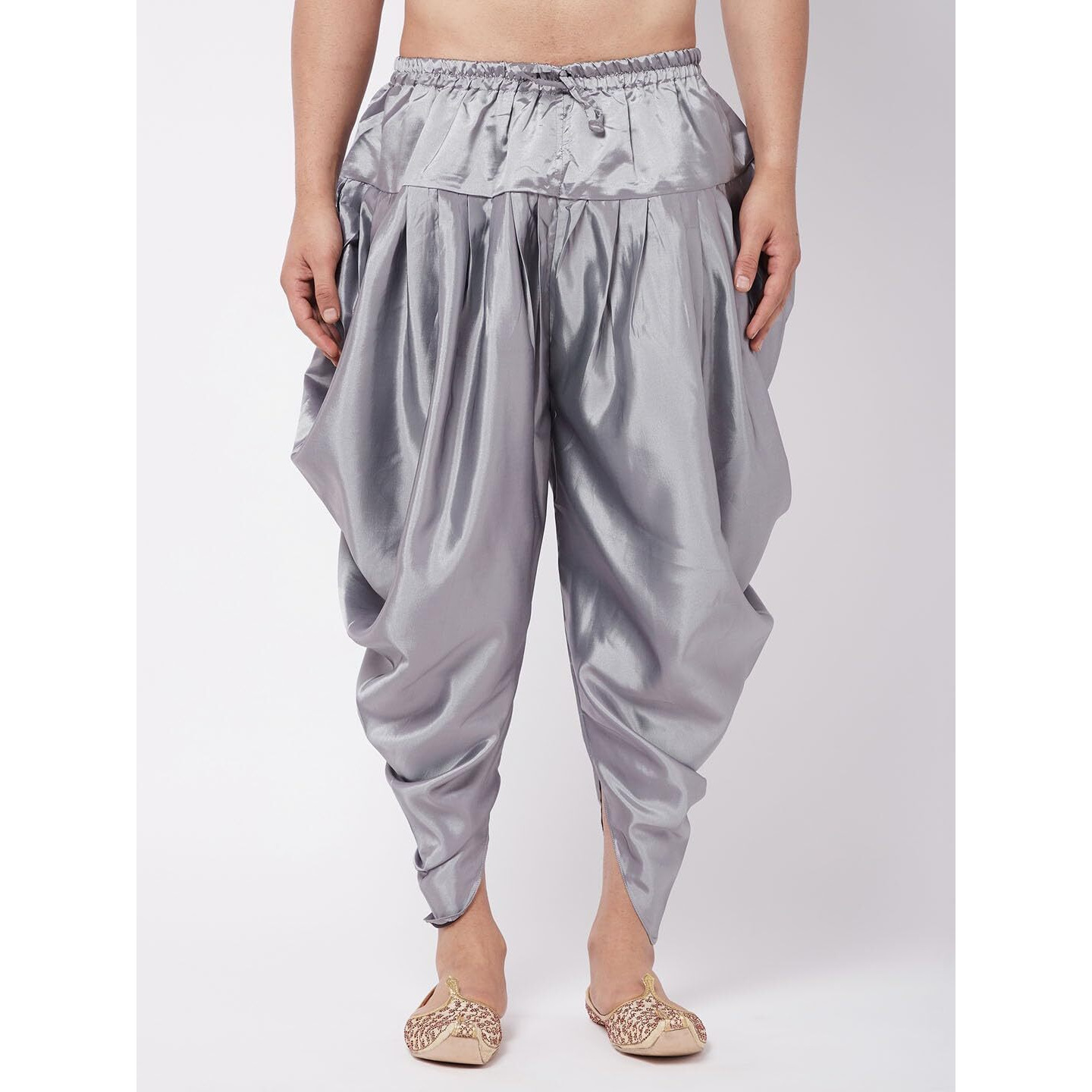 VASTRAMAY Men's Silver Cowl Dhoti