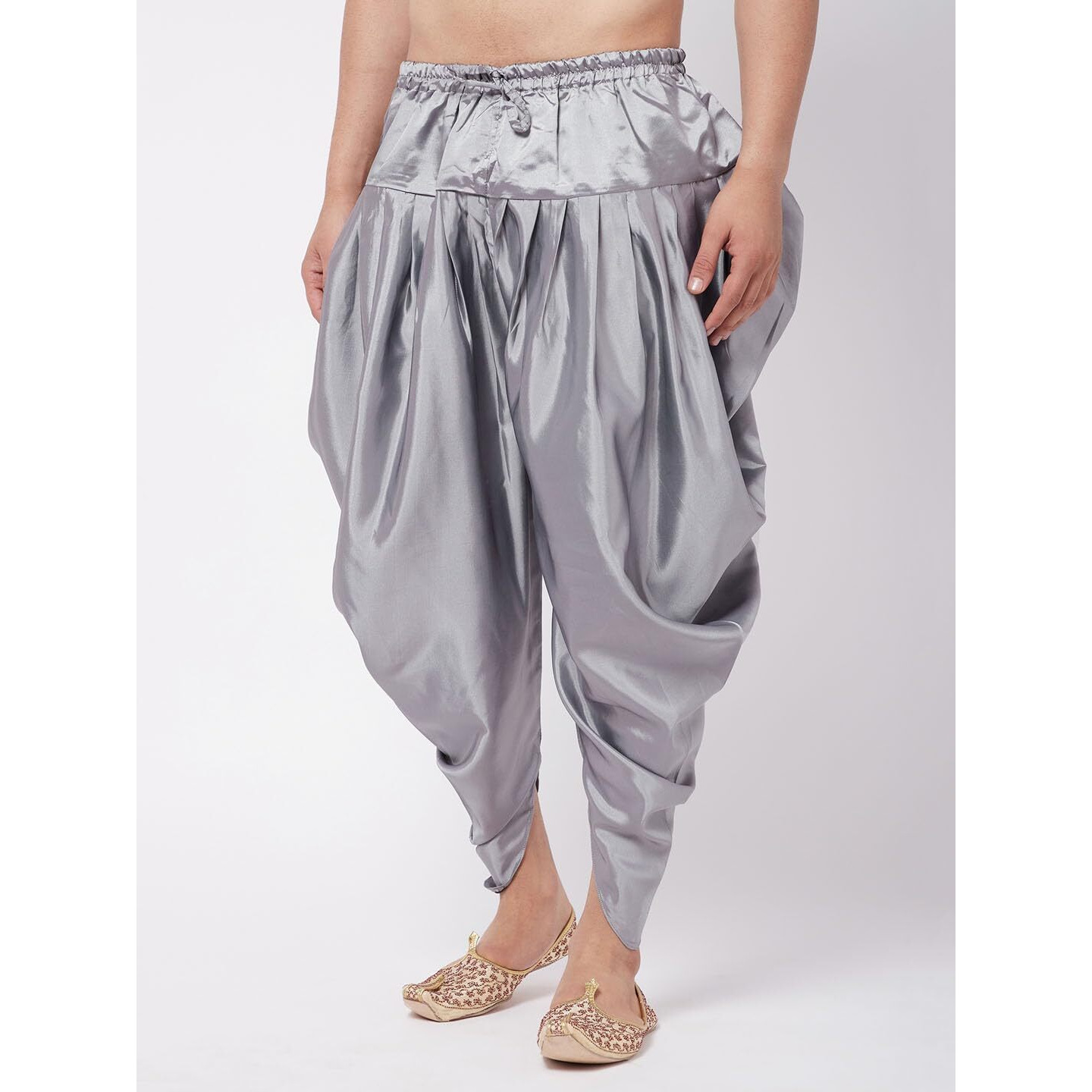 VASTRAMAY Men's Silver Cowl Dhoti