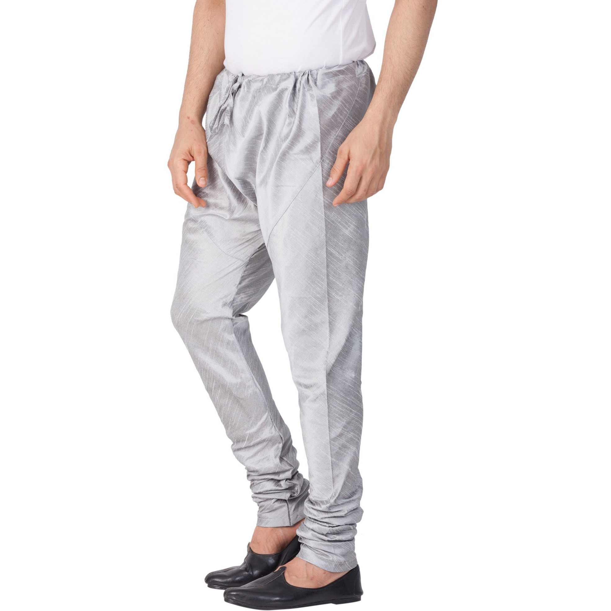 VASTRAMAY Men Cotton Silk Churidar Pyjama (Grey_VASMPGY_36)