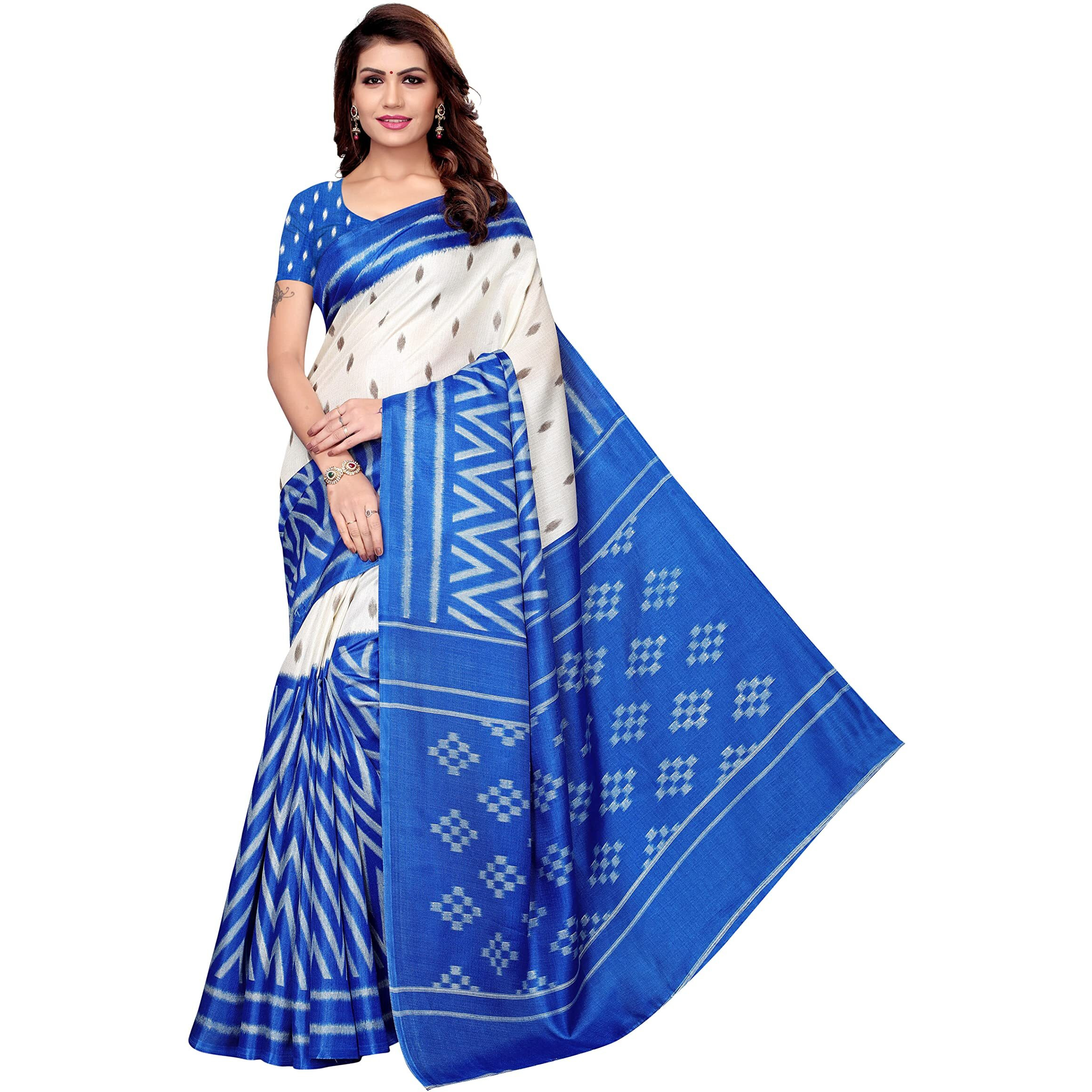 Yashika women's Georgette light weight saree with blouse piece (Multi-Color_Free_Size) SDPL-TWEET BLUE