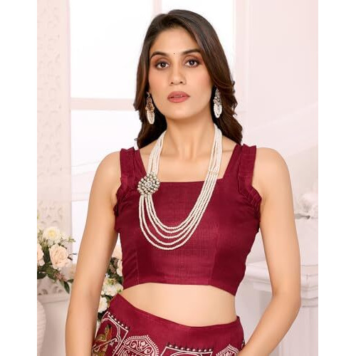 Yashika Women's Woven Latest Art Silk and Tassels Saree with Unstitched Blouse Material (AZ-YS-P1-NAFIZA-Parent_Maroon)
