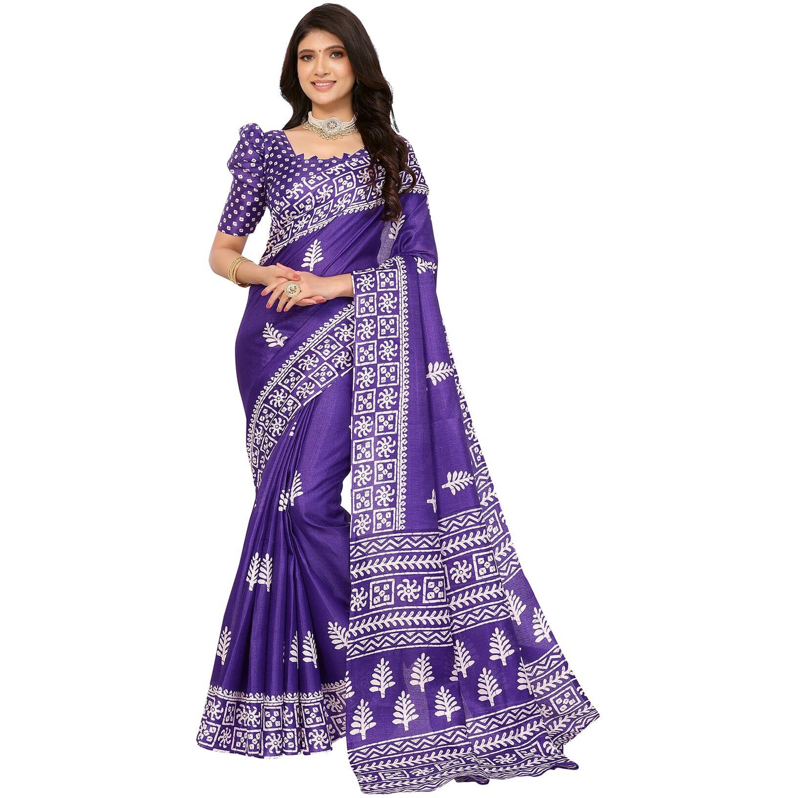 Yashika Women's Woven Printed Art Silk Saree with Unstitched Blouse Material (AZ-YS-P1-KAMAKSHI-RADHA-Parent_Violet)