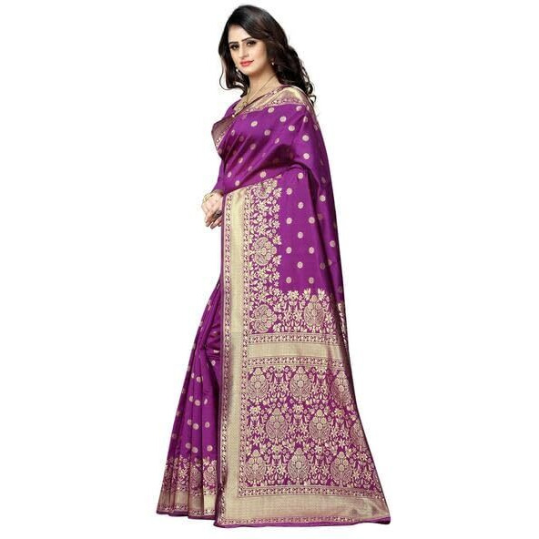 Yashika Women's Zari Woven Cotton Silk Jacquard Saree with Unstitched Blouse Material (AZ-YS-OG1-JESSY Purple