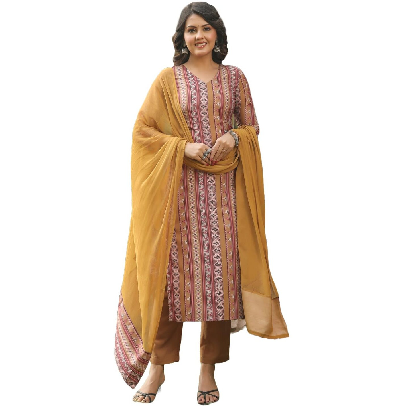 ANNI DESIGNER Women's Rayon Blend Straight Printed Kurta with Pant & Dupatta (MUKESH Multi_L_Multicolor_Large)
