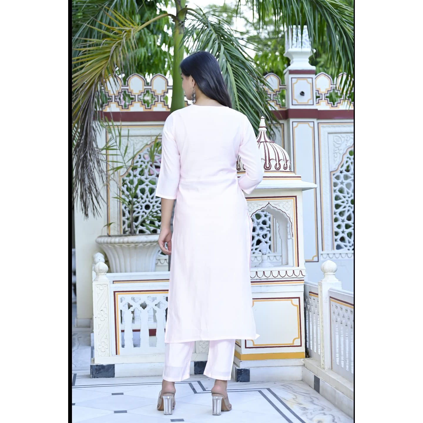 ANNI DESIGNER Women's Cotton Blend Straight Printed Kurta with Pant & Dupatta (BURSH-Peach-NW-CMD_3XL_Peach_XXX-Large)
