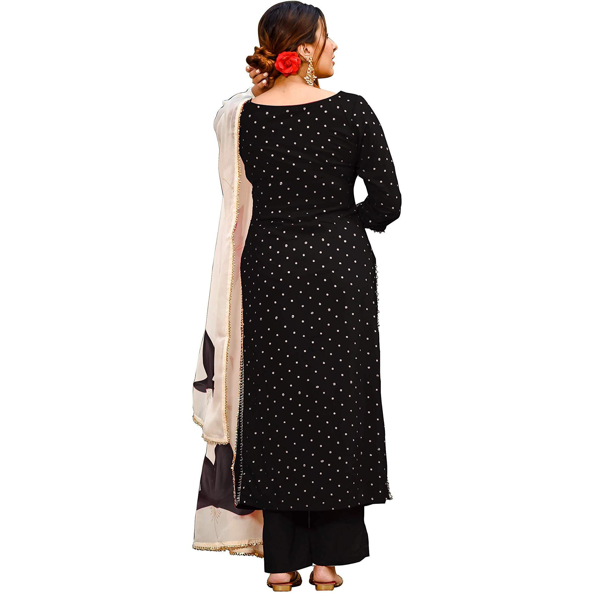 ANNI DESIGNER Women's Handpainted Suit Set (TAE Rayon Black_S)