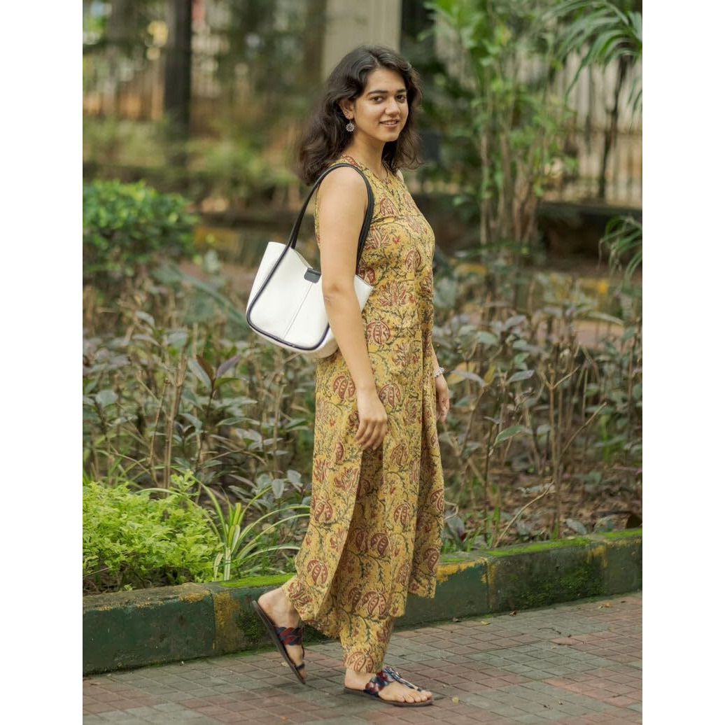 ANNI DESIGNER Women's Rayon Blend Straight Printed Kurta with Palazzo (CUBU Yellow_XXL_Yellow_XX-Large)