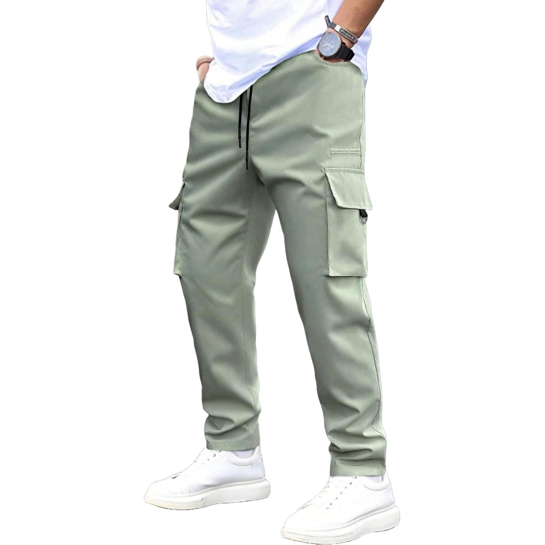 ANNI DESIGNER Men's Pure Cotton Casual Regular Fit Cargo with 4 Pockets (Kargo Pista_L_Pista_Large)
