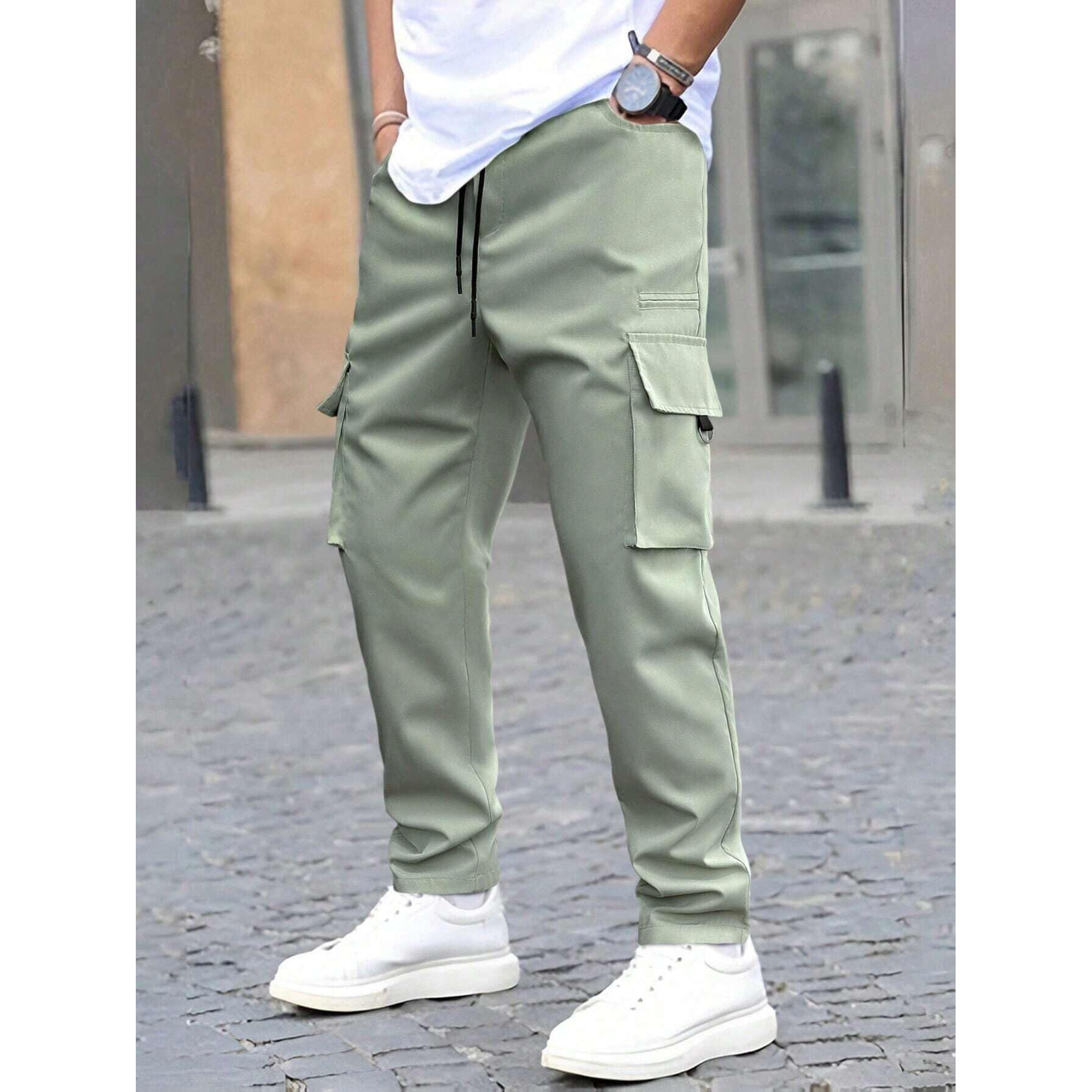 ANNI DESIGNER Men's Pure Cotton Casual Regular Fit Cargo with 4 Pockets (Kargo Pista_L_Pista_Large)