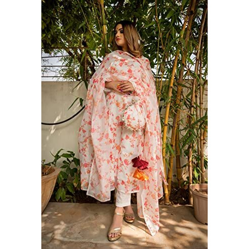 ANNI DESIGNER Women's Cotton Blend Beautiful Printed Stylish Anarkali Kurta with Pant (JAKHANI-Multi-SM_3XL_Multi_XXX-Large) Multicolour
