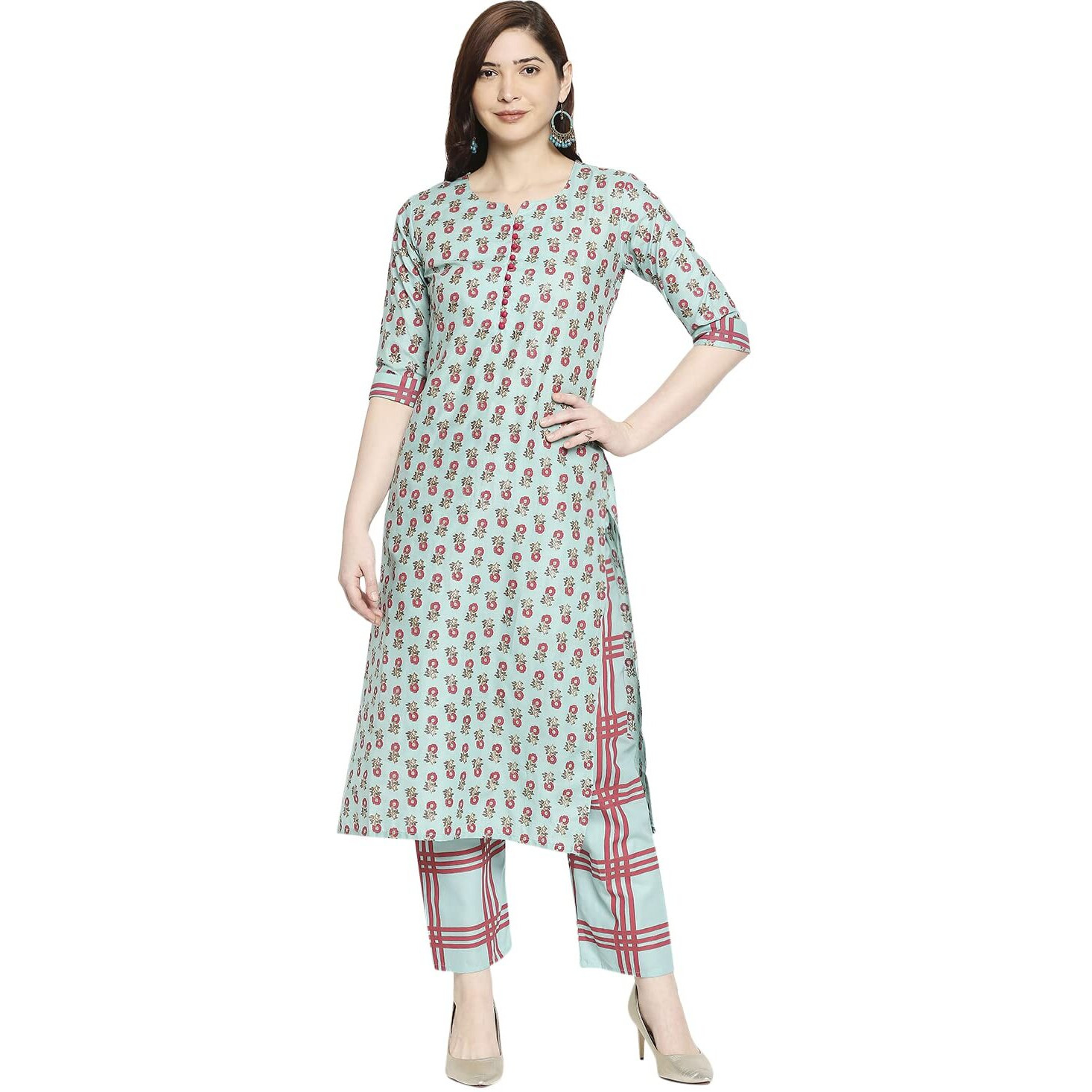 ANNI DESIGNER Women's Cotton Straight Kurta with Pant (DISINI Mulit_GSK_XXL_Multicolored_XX-Large)