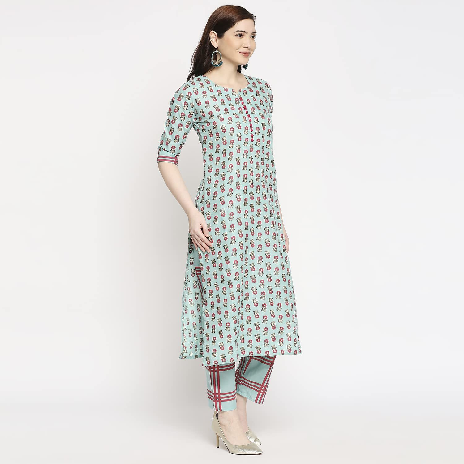 ANNI DESIGNER Women's Cotton Straight Kurta with Pant (DISINI Mulit_GSK_XXL_Multicolored_XX-Large)