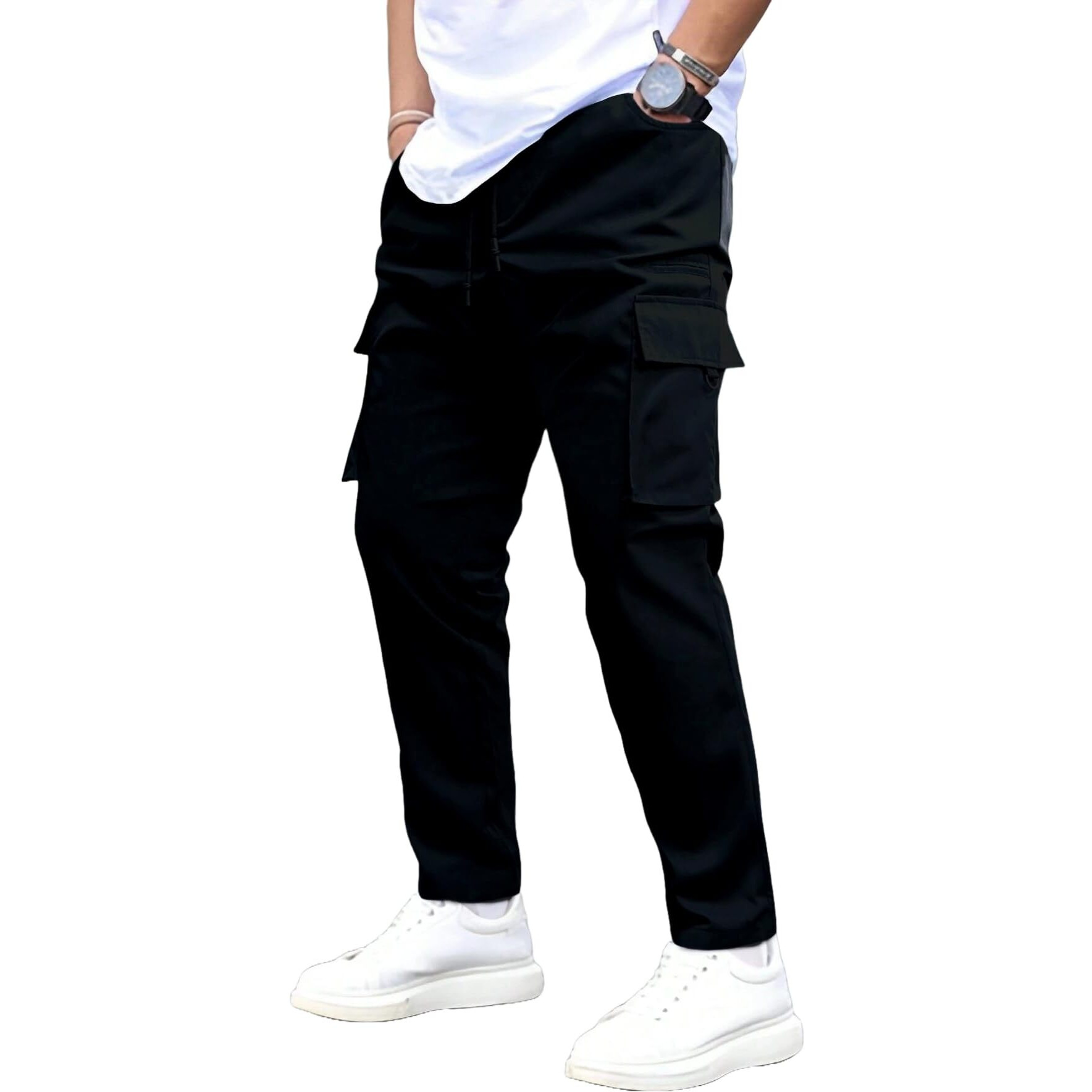ANNI DESIGNER Men's Pure Cotton Casual Regular Fit Cargo with 4 Pockets (Kargo Navy Blue_S_Navy Blue_Small)