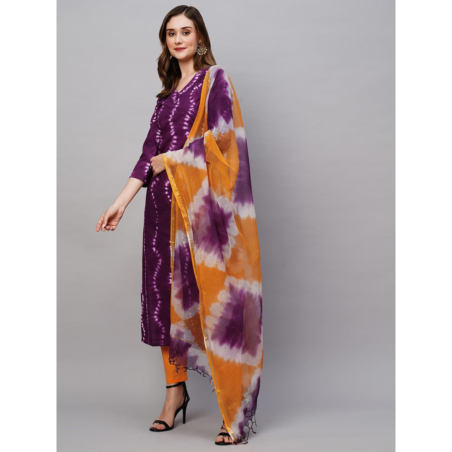 ANNI DESIGNER Women's Cotton Blend Straight Printed Kurta with Pant & Dupatta (Mukhi Pink-NW_S_Pink_Small)