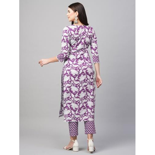 ANNI DESIGNER Women's Rayon Blend Printed Straight Kurta with Pant (Pustak Begani_XL_Begani_X-Large)