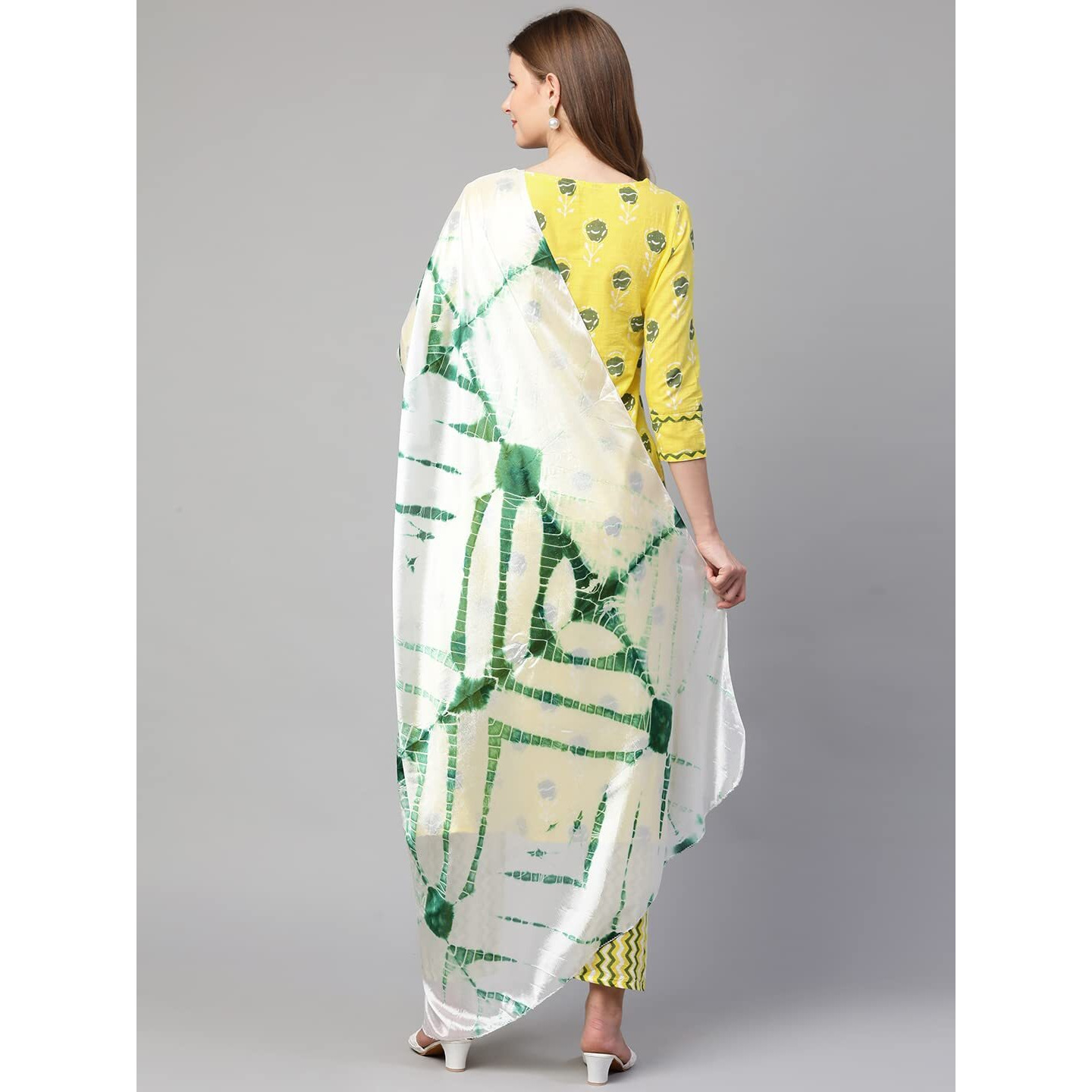ANNI DESIGNER Women's Cotton Straight Kurta with Pant & Dupatta (KPTD-COT-10056-YELLOW_XXL_Yellow_XX-Large)