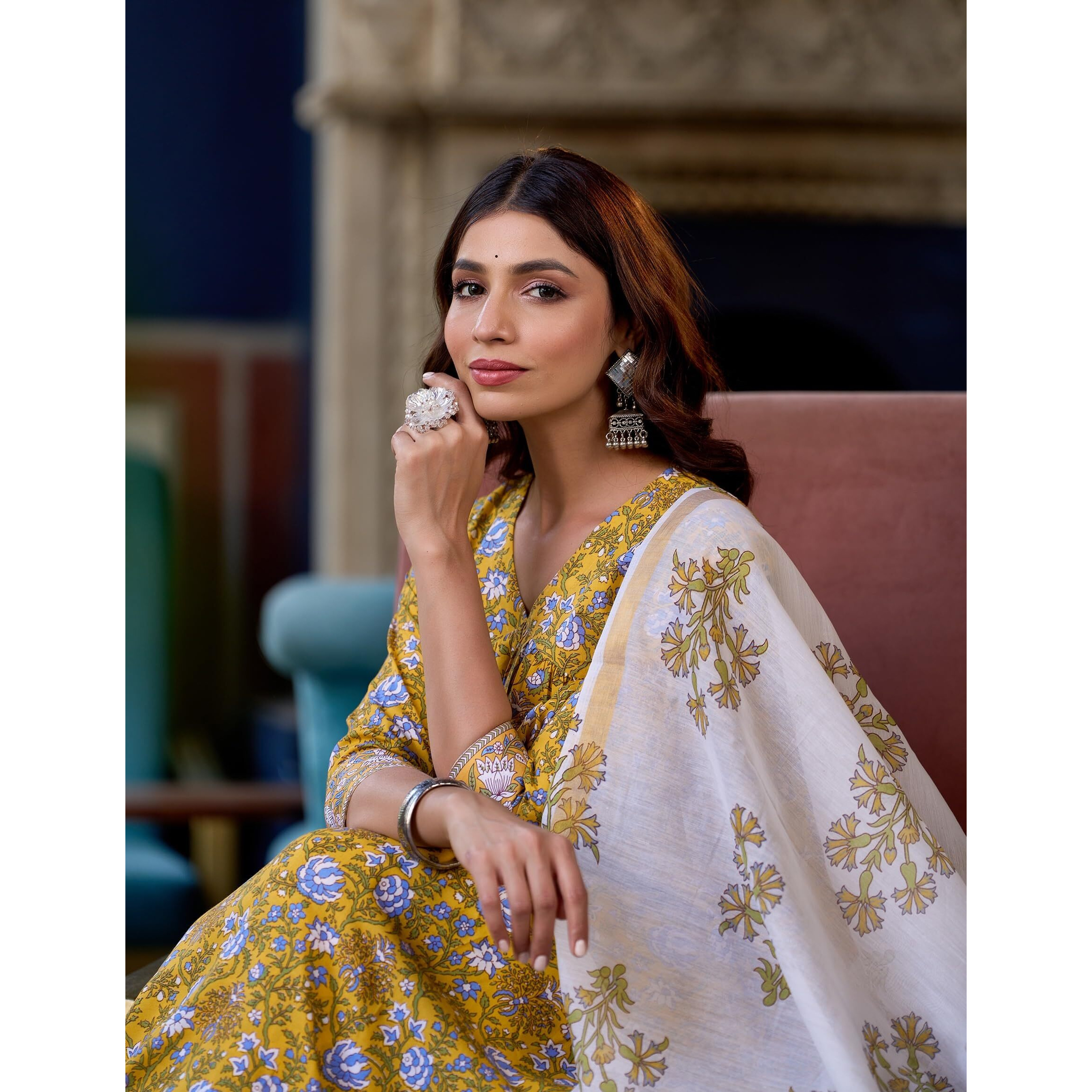 KLOSIA Women Printed Kurta and Pant Set with Dupatta | Ethnic Set | Kurta Set for Women | Kurta Set with Dupatta (XX-Large) Green